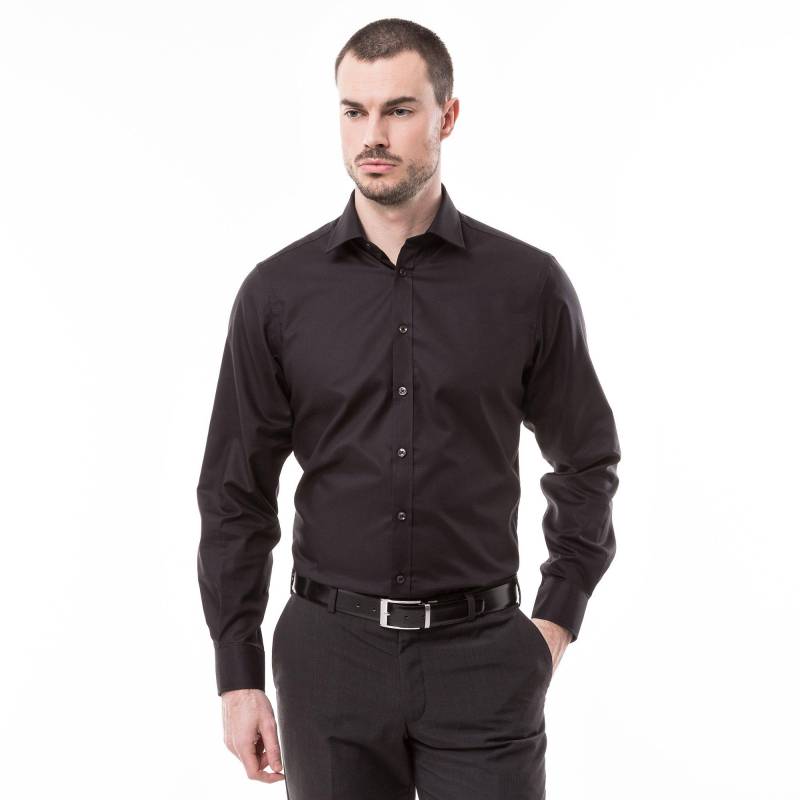 Hemd, Classic Fit, Langarm Herren Black 3XL von Manor Man