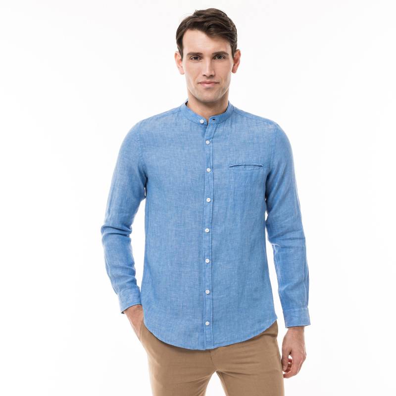 Hemd, Modern Fit, Langarm Herren Blau L von Manor Man