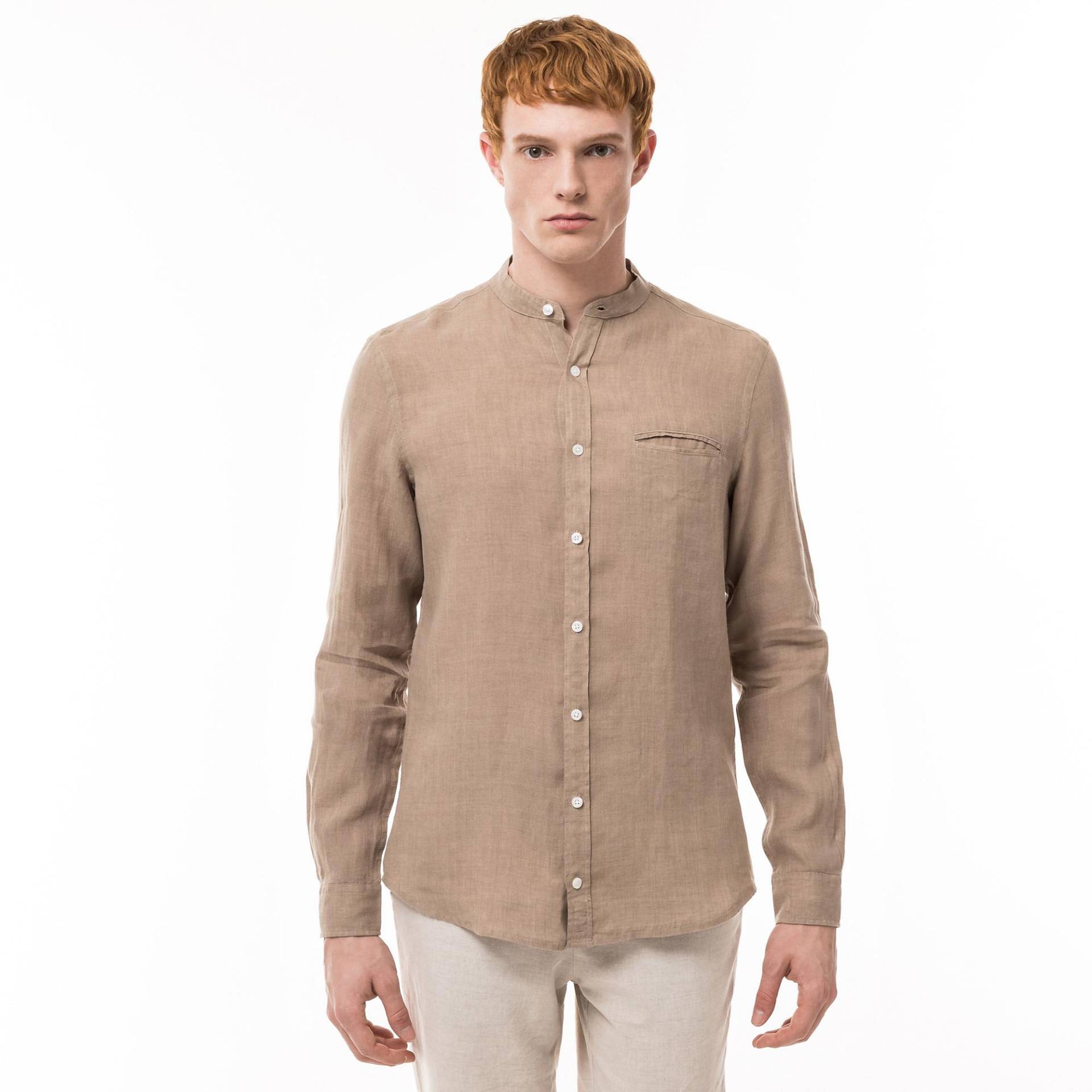 Hemd, Modern Fit, Langarm Herren Taupe M von Manor Man