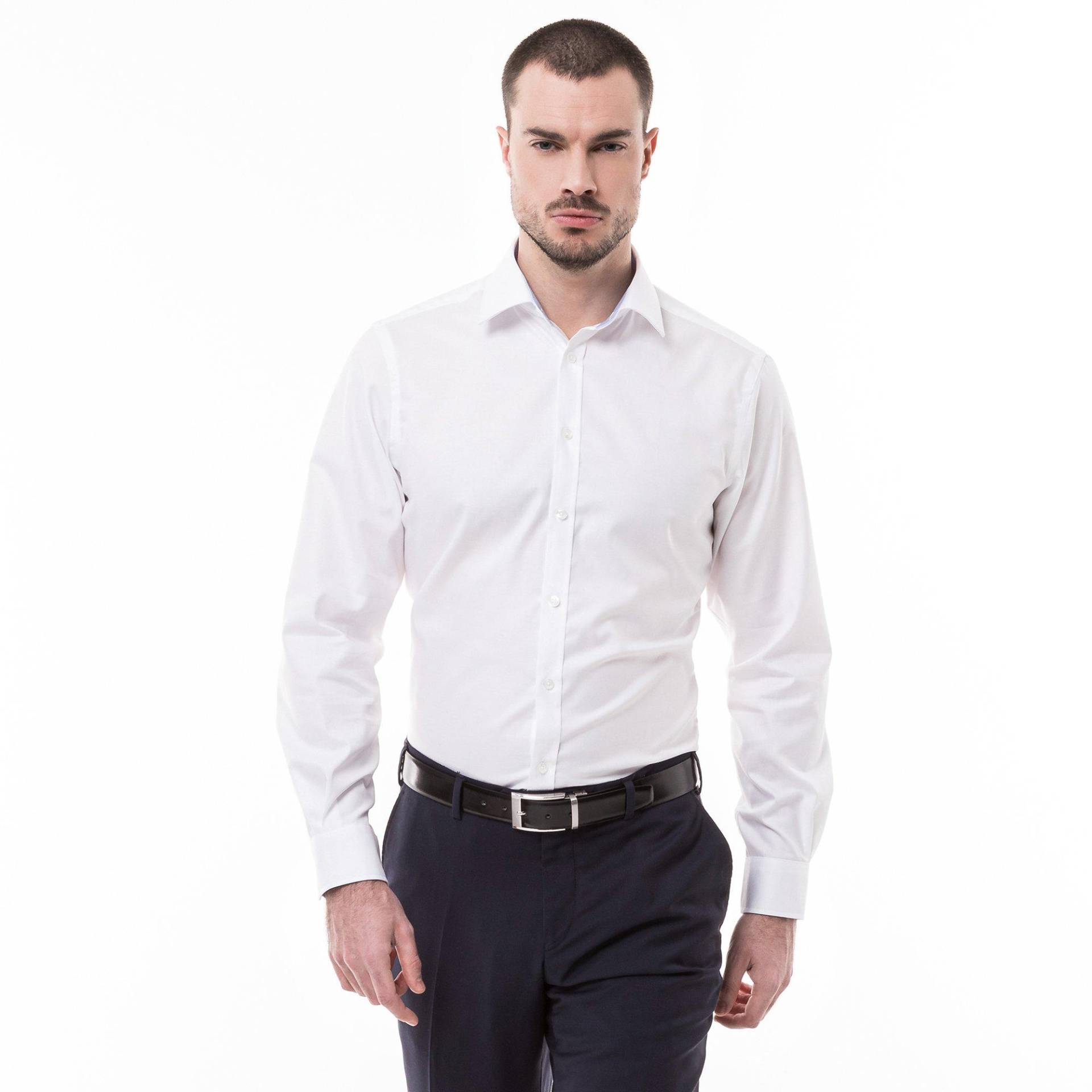 Hemd, Classic Fit, Langarm Herren Weiss M von Manor Man