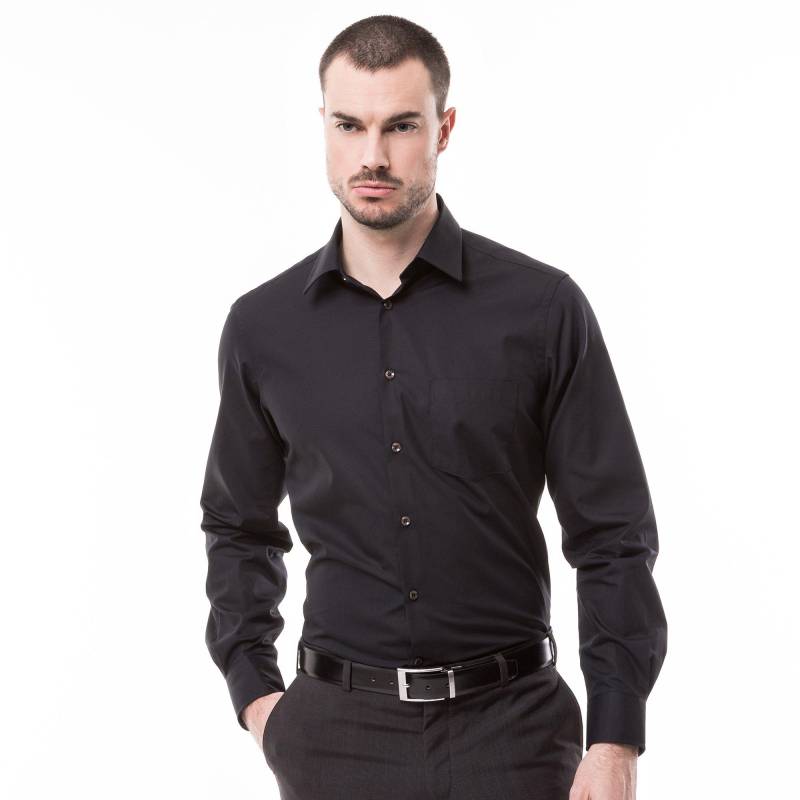 Hemd, Classic Fit Herren Black L von Manor Man