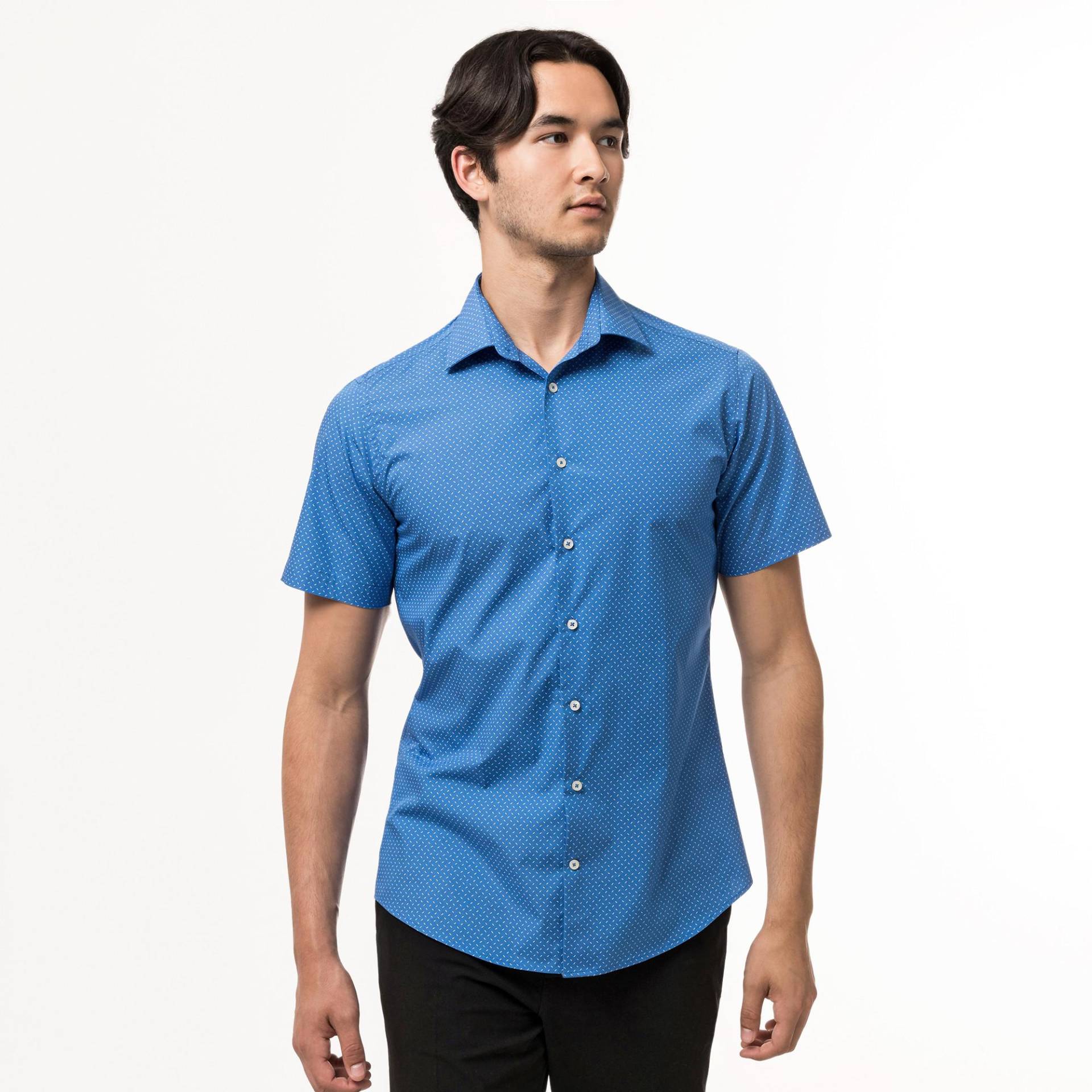 Hemd, Modern Fit, Kurzarm Herren Blau XL von Manor Man