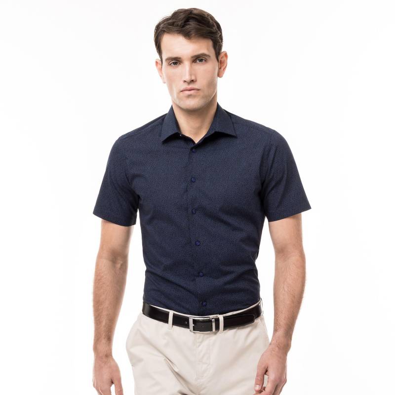 Manor Man - Hemd, Modern Fit, kurzarm, für Herren, Marine, Größe L von Manor Man