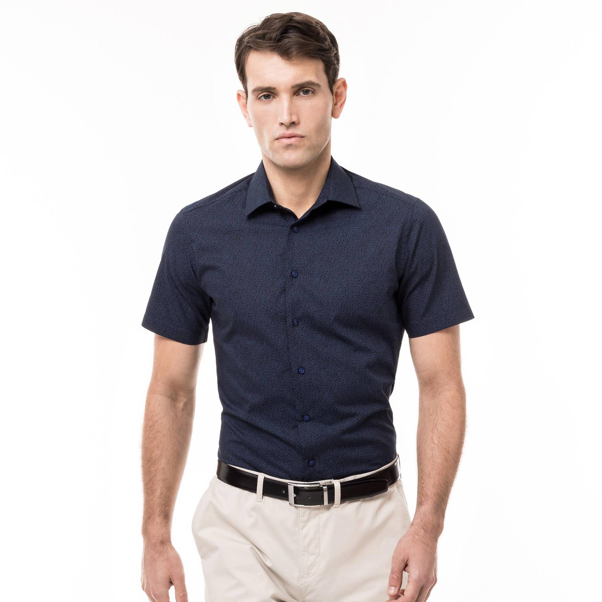 Hemd, Modern Fit, Kurzarm Herren Marine M von Manor Man