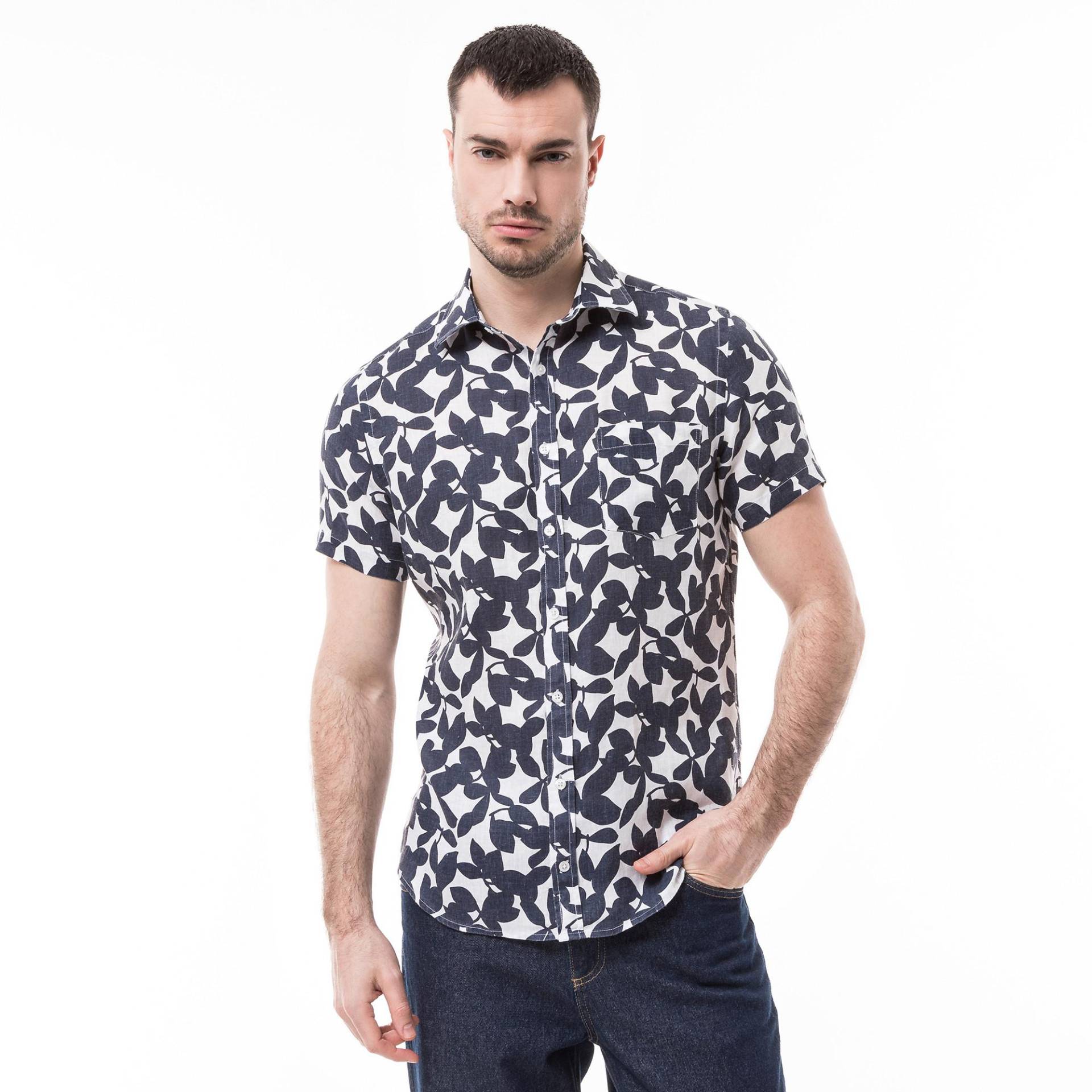 Hemd, Modern Fit, Kurzarm Herren Marine XXL von Manor Man