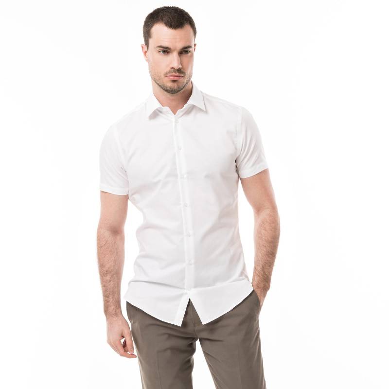 Hemd, Modern Fit, Kurzarm Herren Weiss M von Manor Man