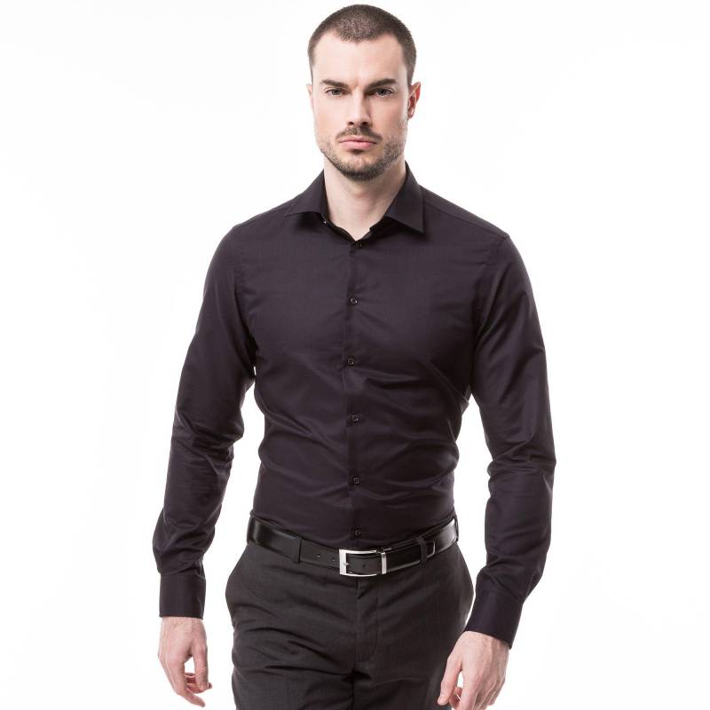 Hemd, Modern Fit, Langarm Herren Black M von Manor Man