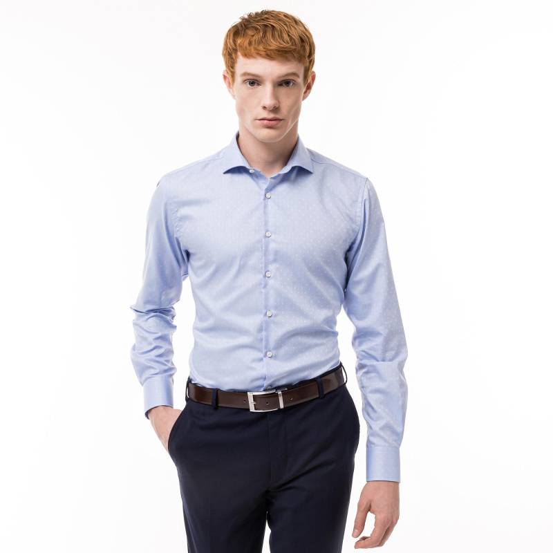 Hemd, Modern Fit, Langarm Herren Blau L von Manor Man