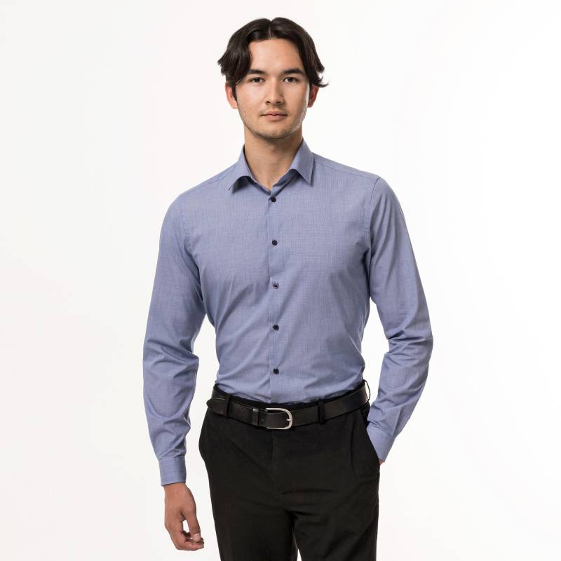 Hemd, Modern Fit, Langarm Herren Marine L von Manor Man