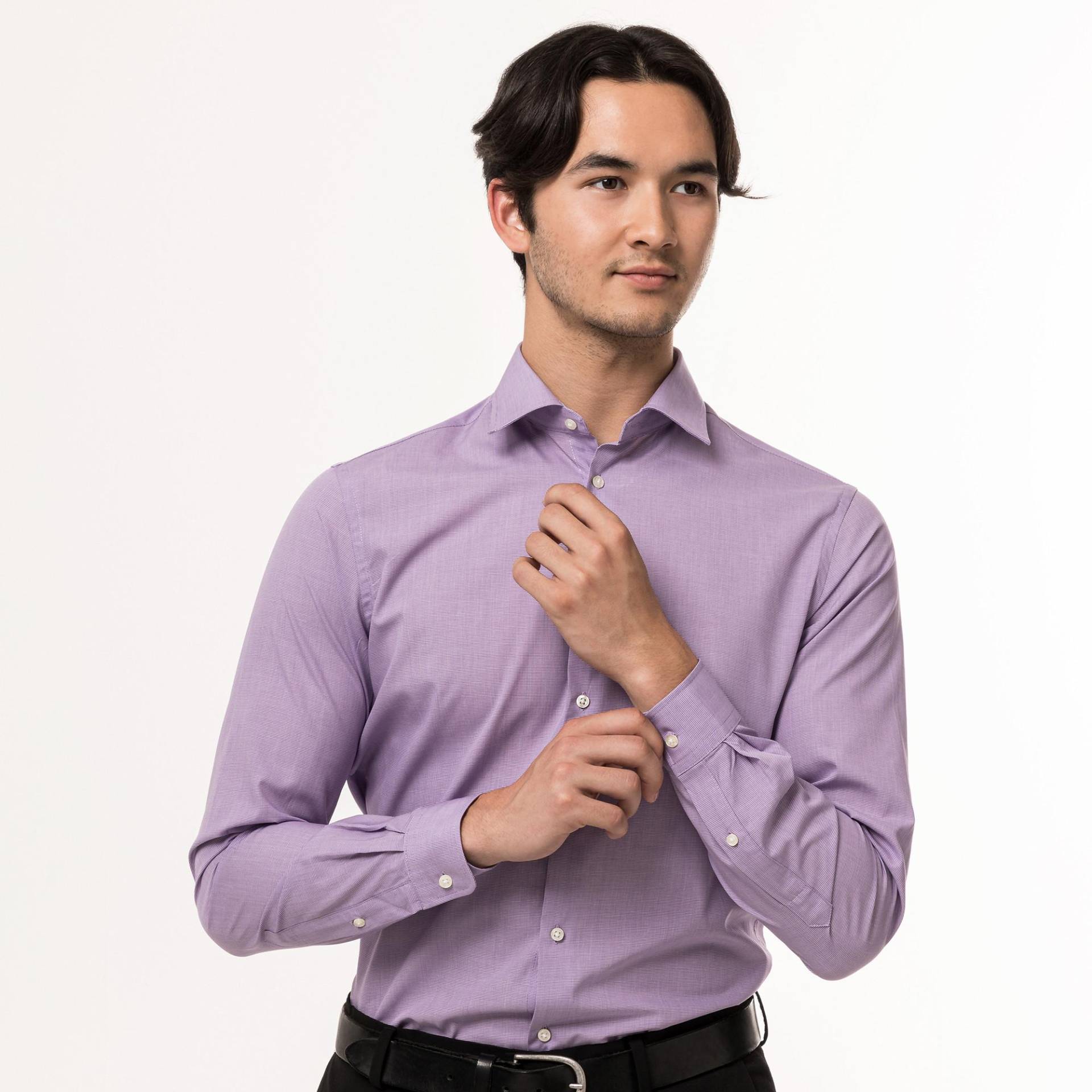 Hemd, Modern Fit, Langarm Herren Violett L von Manor Man