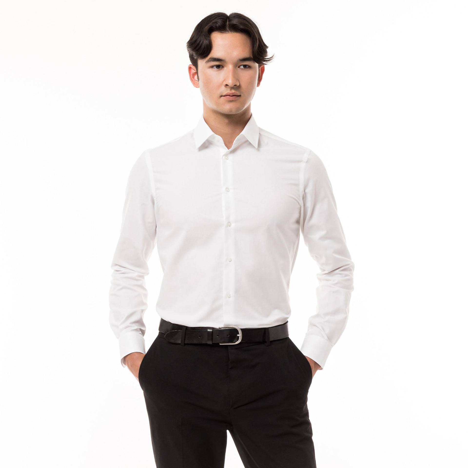 Hemd, Modern Fit, Langarm Herren Weiss L von Manor Man