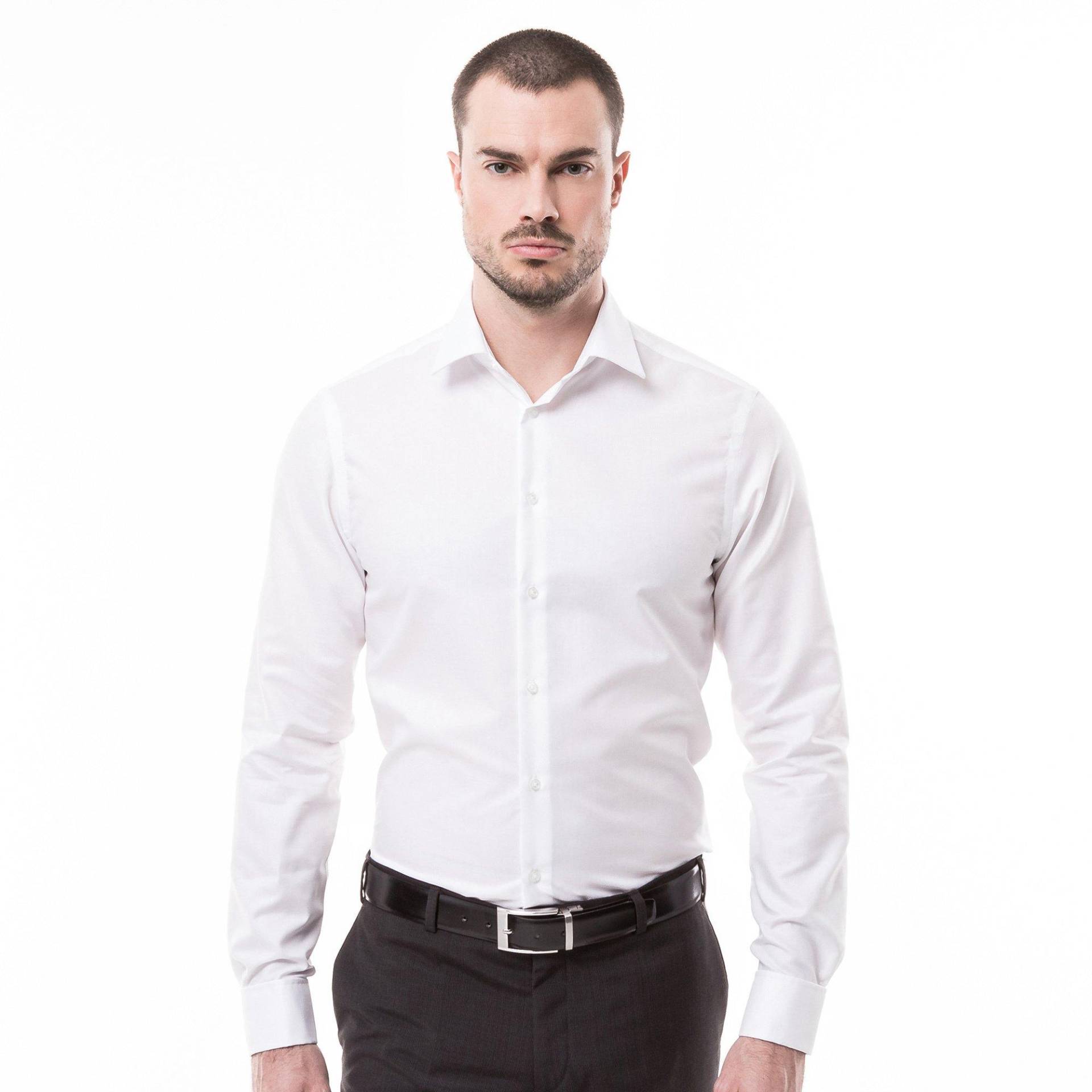 Hemd, Modern Fit, Langarm Herren Weiss XL von Manor Man