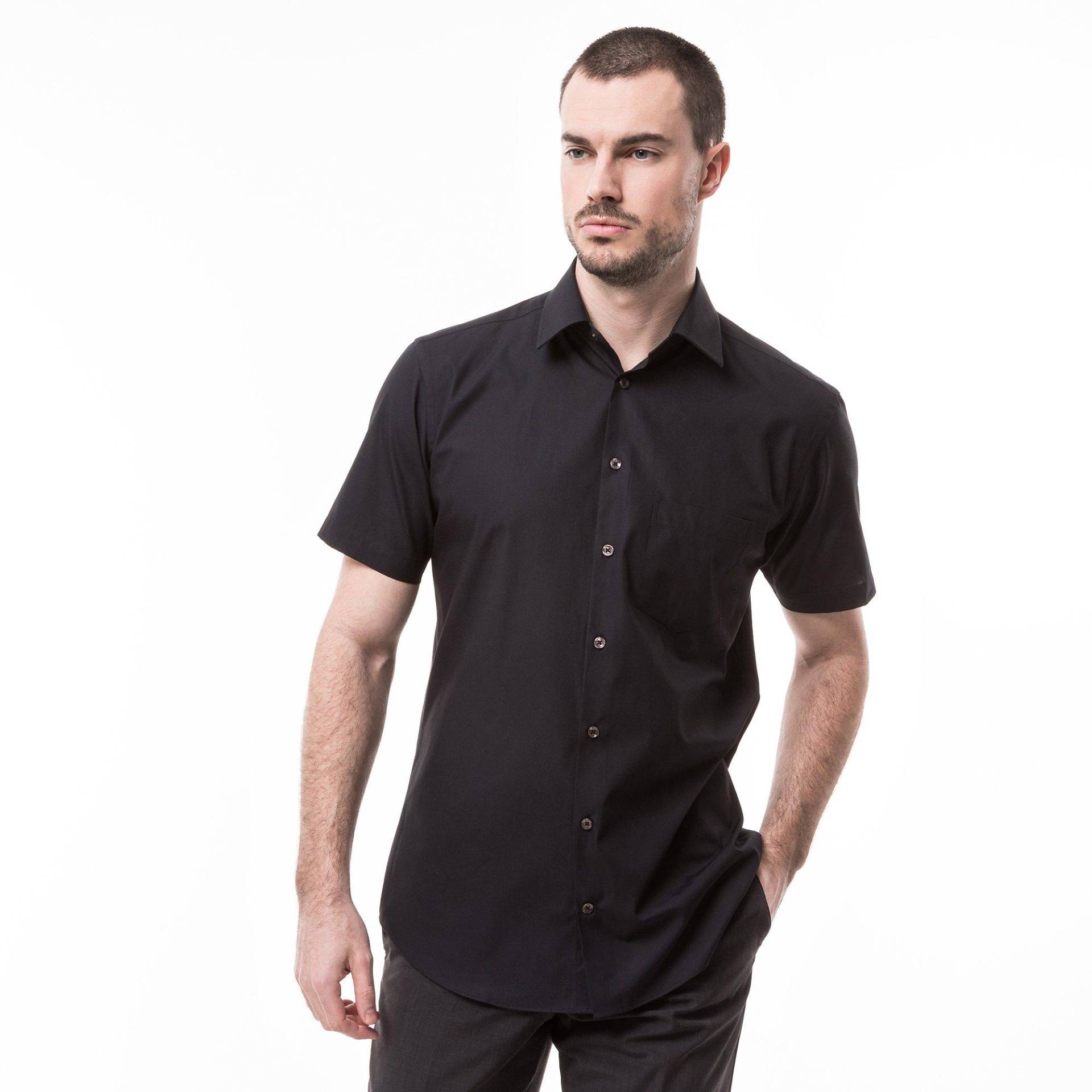 Hemd Classic Fit Kurzarm Herren Black 3XL von Manor Man