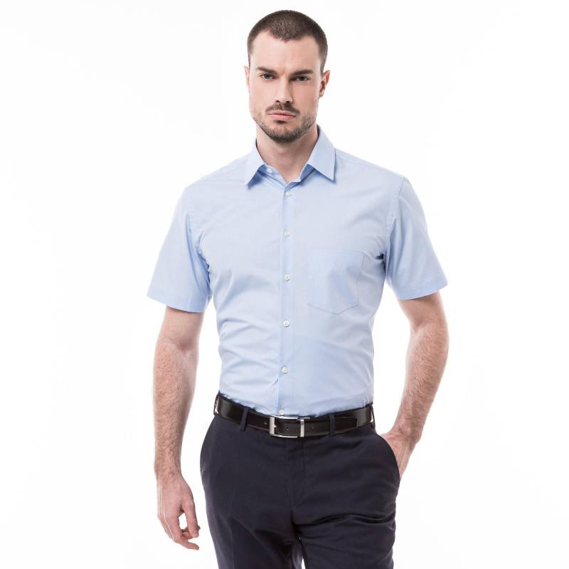 Hemd Classic Fit Kurzarm Herren Hellblau XL von Manor Man