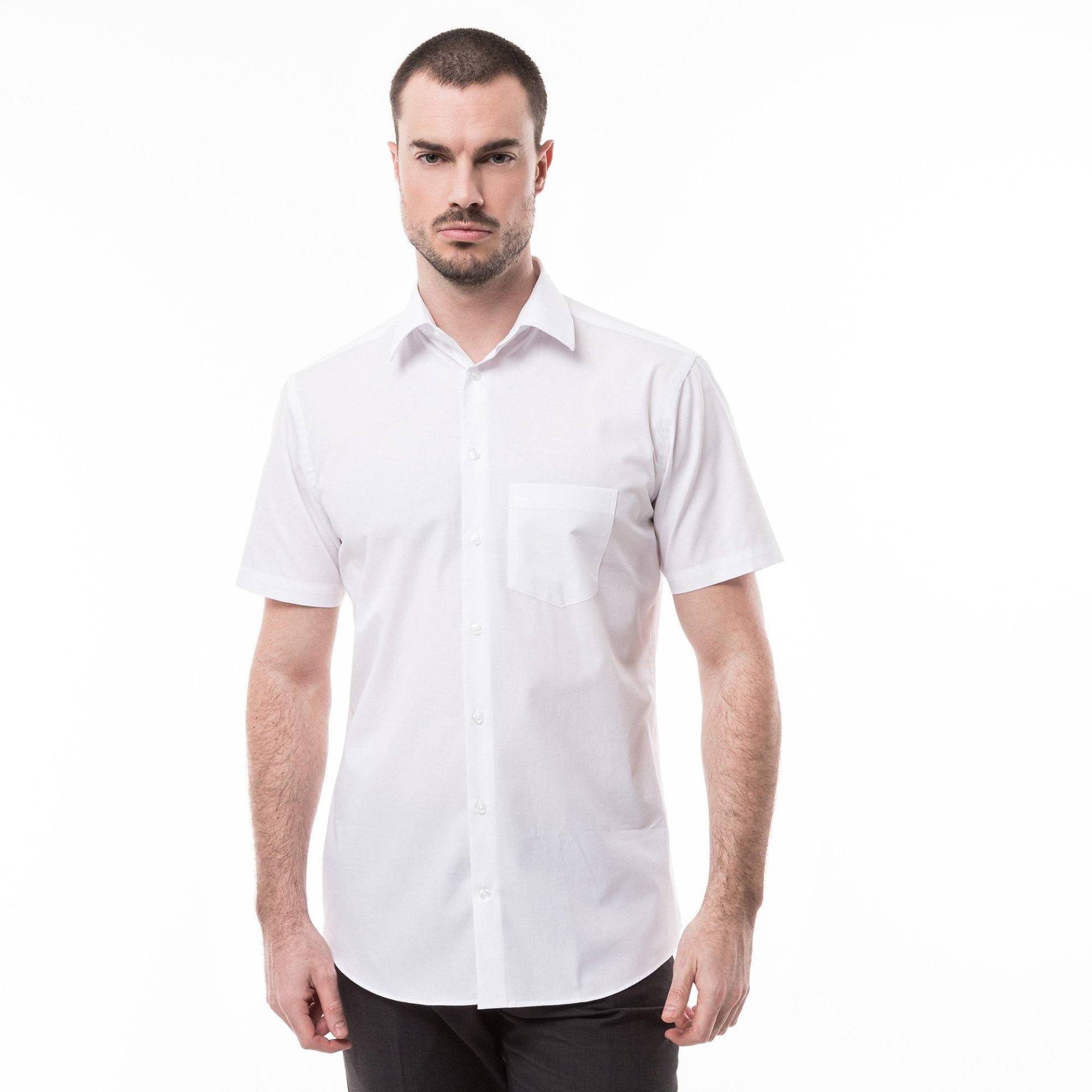 Hemd Classic Fit Kurzarm Herren Weiss L von Manor Man