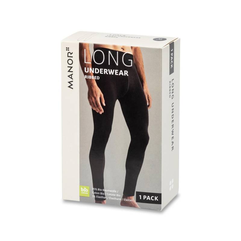 Manor Man - Lange Unterhose, für Herren, Black, Größe L von Manor Man