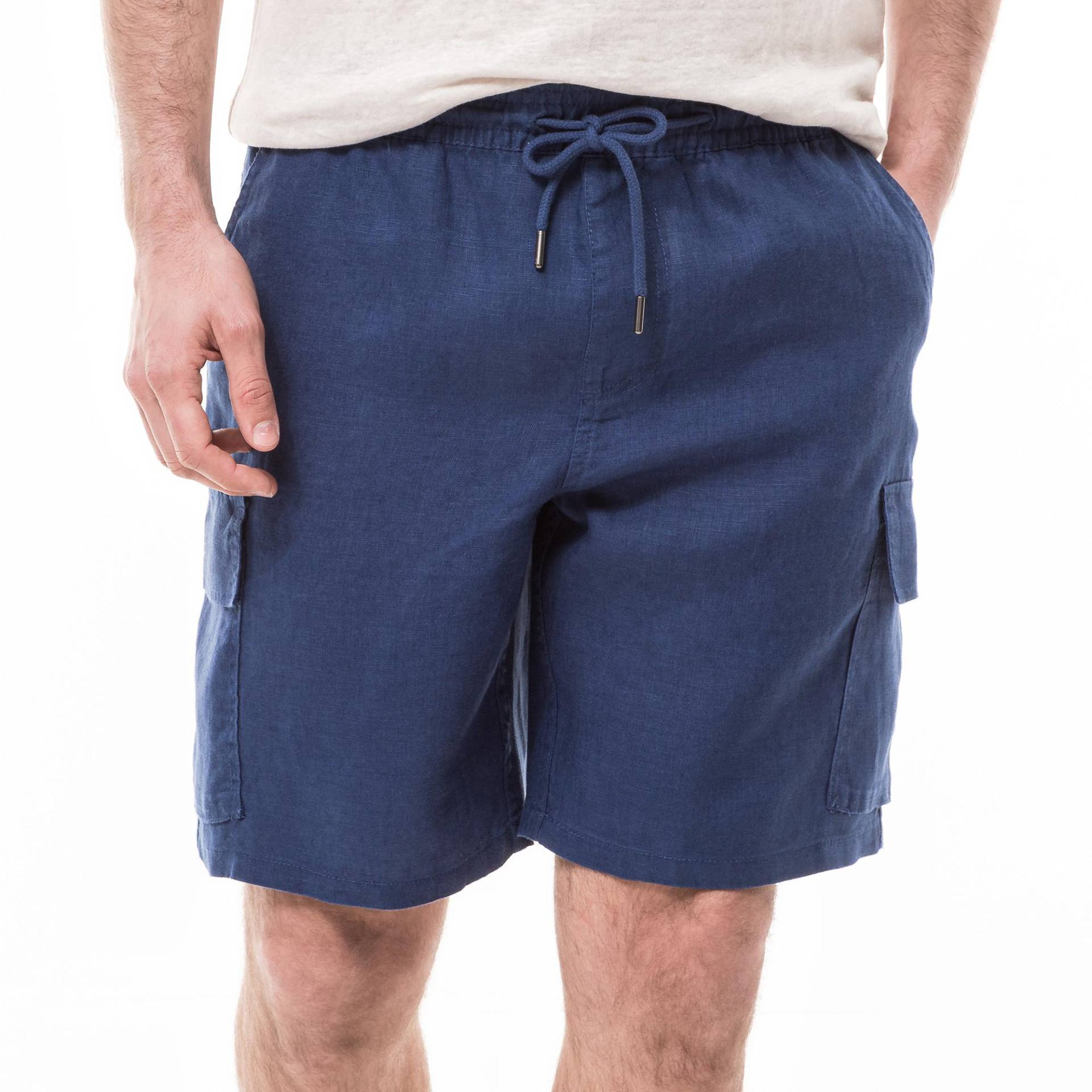 Leinen Cargo-shorts Herren Indigo L von Manor Man