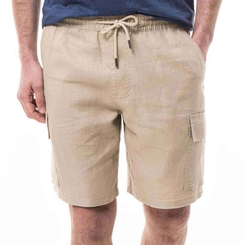 Leinen Cargo-shorts Herren Taupe L von Manor Man