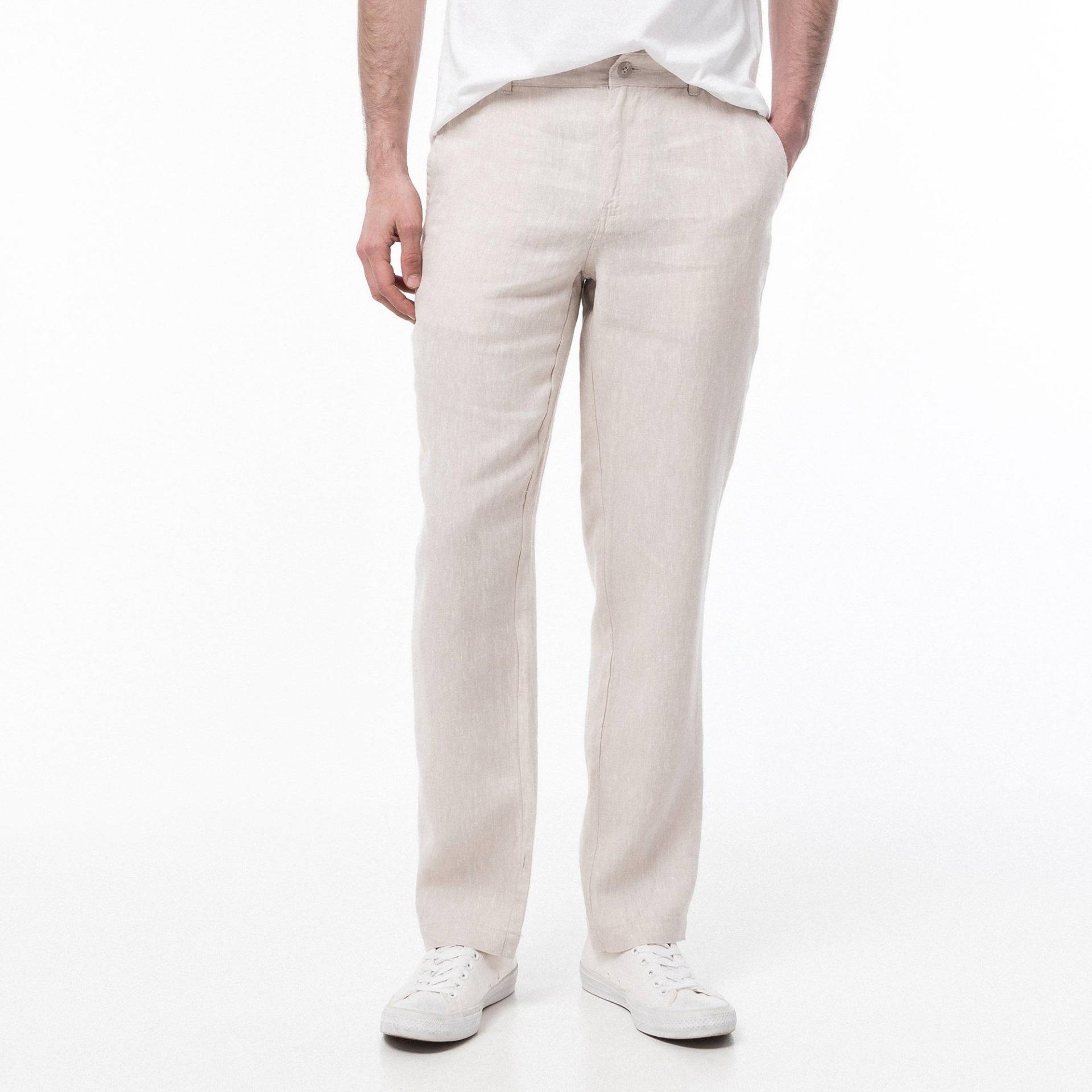 Leinen-chino, Regular Fit Herren Beige M von Manor Man