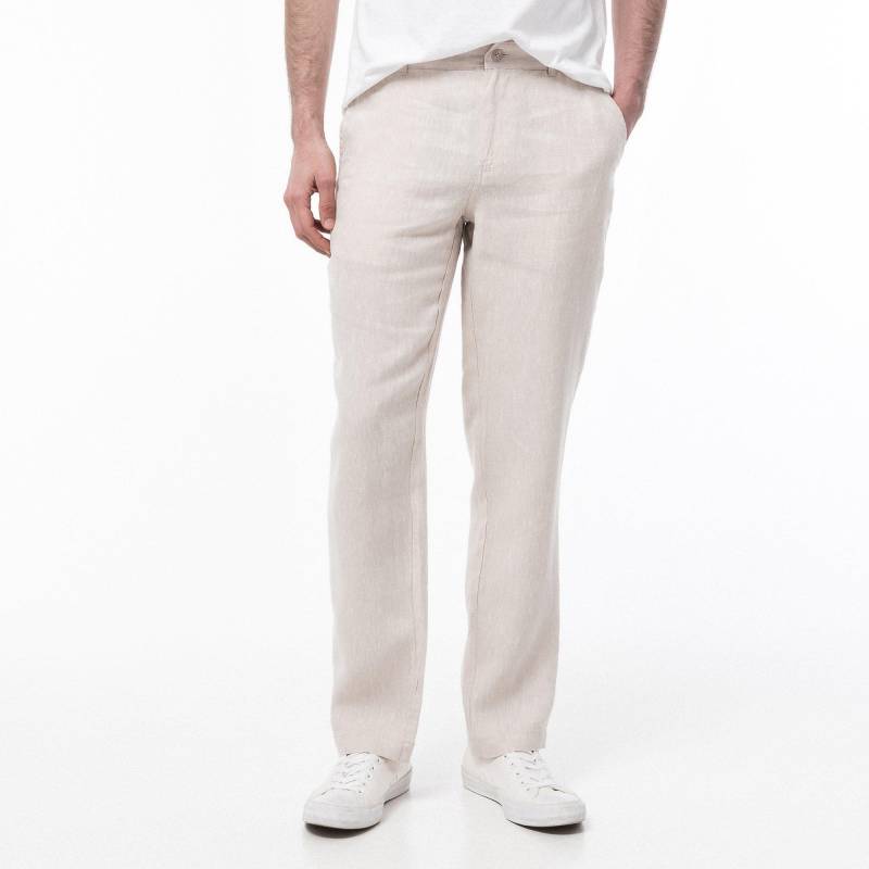 Leinen-chino, Regular Fit Herren Beige XL von Manor Man