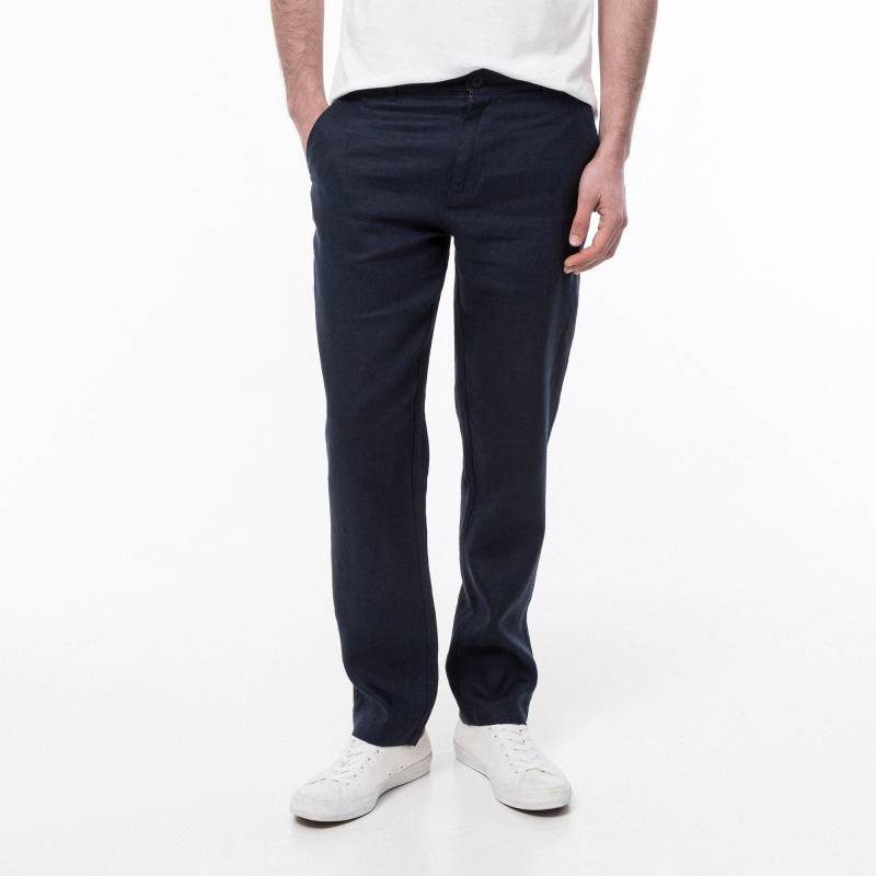 Leinen-chino, Regular Fit Herren Marine M von Manor Man