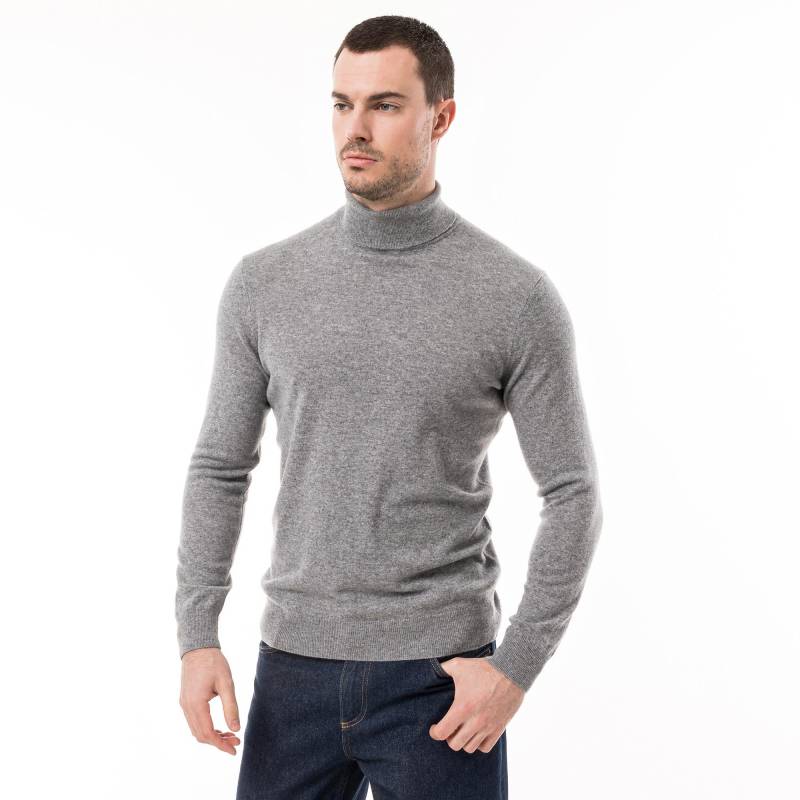 Cashmere-pullover, Rollkragen Herren Grau Melange XL von Manor Man