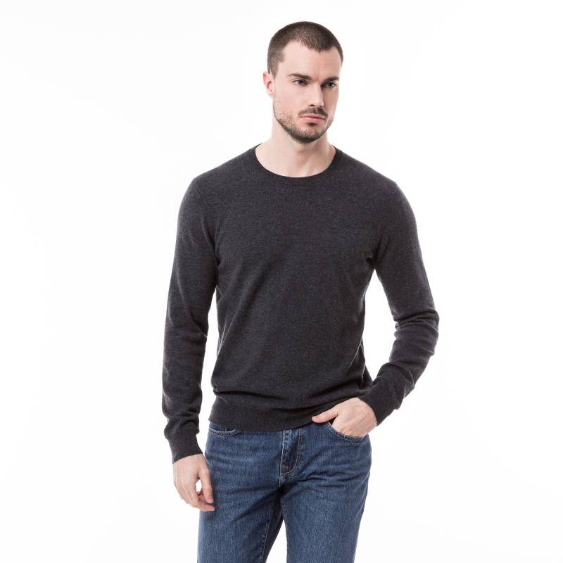 Cashmere-pullover, Rundhals Herren Anthrazit XL von Manor Man