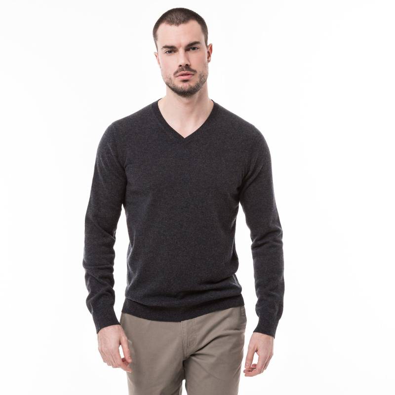 Cashmere-pullover, V-neck Herren Anthrazit XL von Manor Man