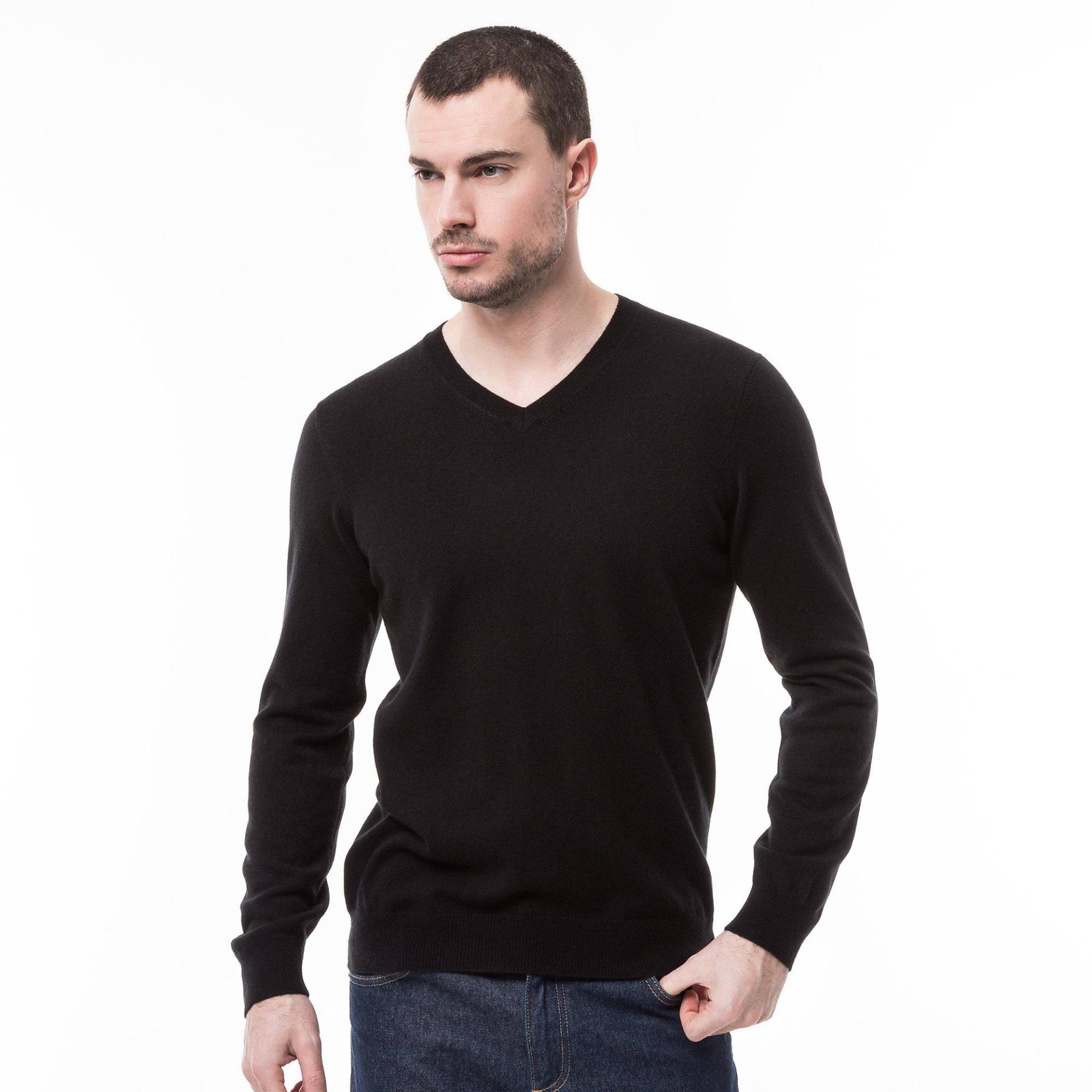 Cashmere-pullover, V-neck Herren Black M von Manor Man