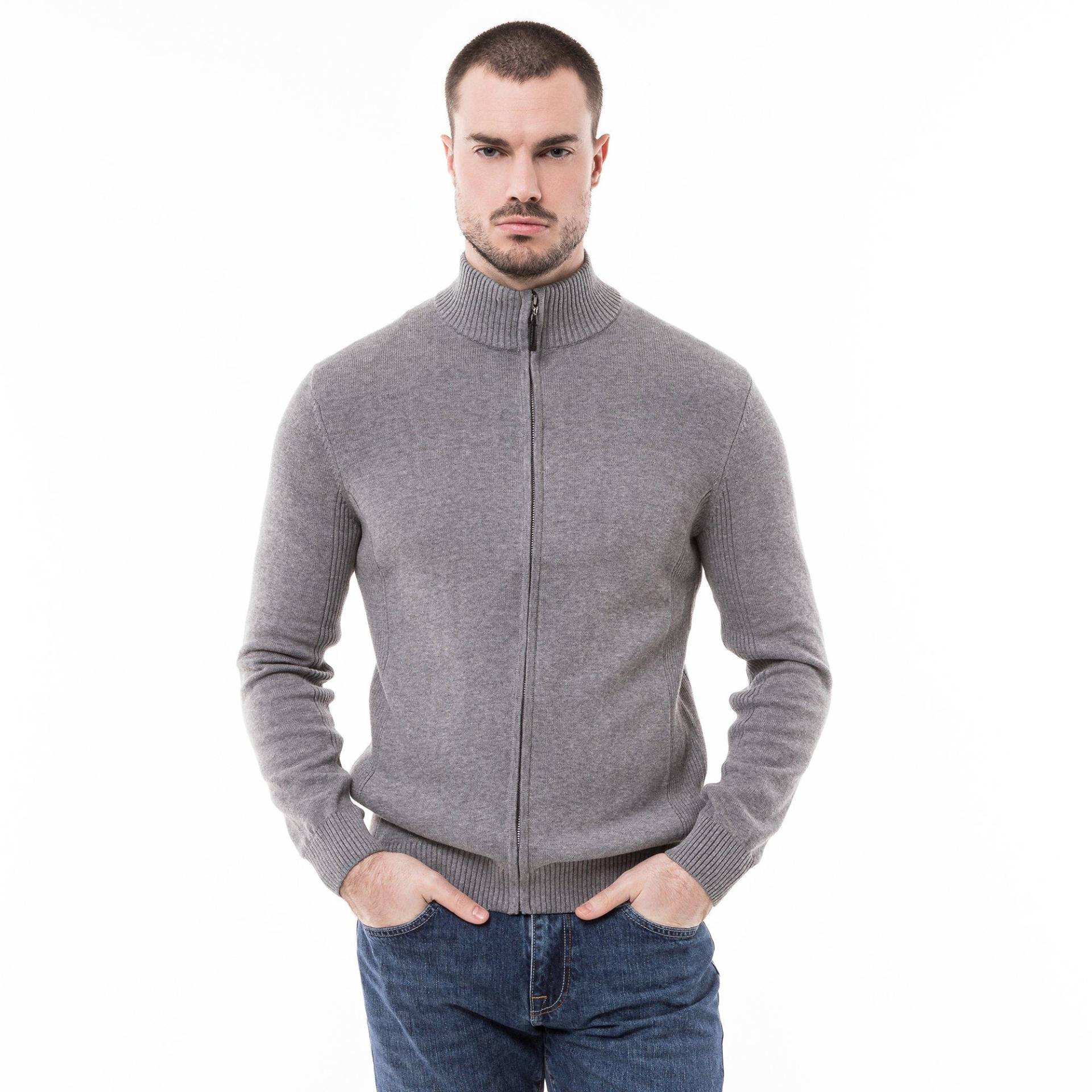 Manor Man - Cardigan, Regular Fit, langarm, für Herren, Grau Melange, Größe XXL von Manor Man