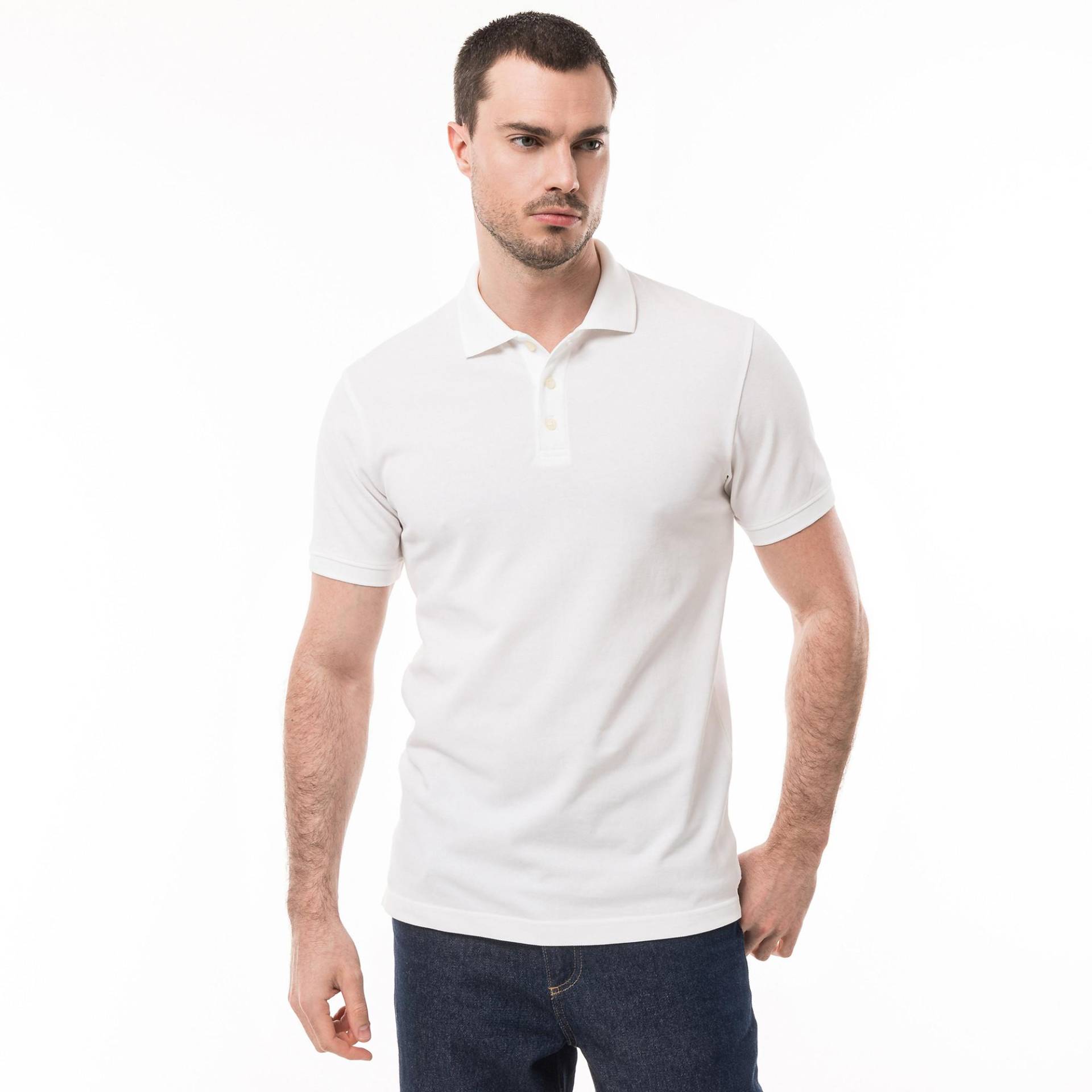 Poloshirt, Modern Fit, Kurzarm Herren Weiss L von Manor Man