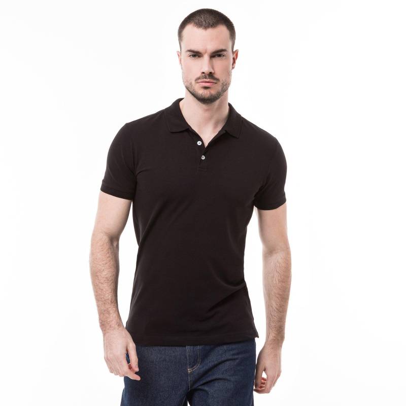 Poloshirt, Modern Fit, Kurzarm Herren Black M von Manor Man