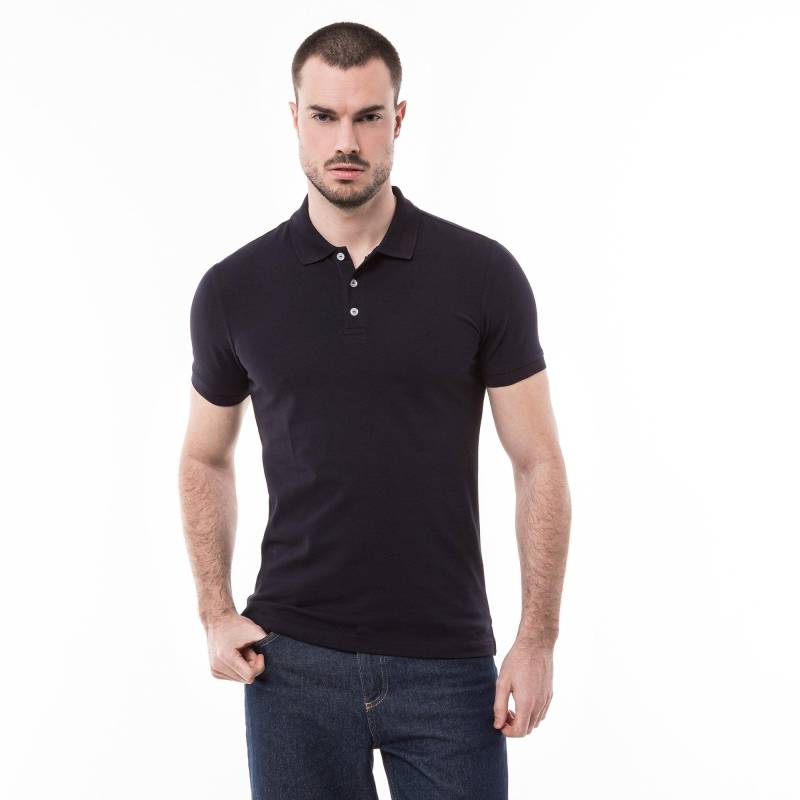 Poloshirt, Modern Fit, Kurzarm Herren Nachtblau M von Manor Man