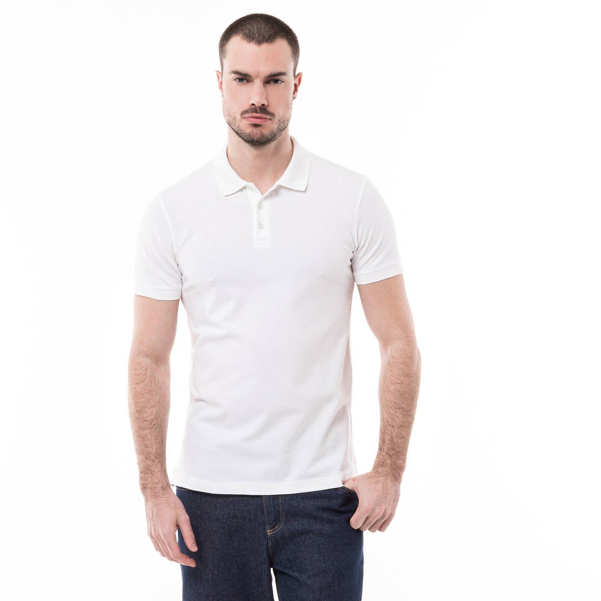 Poloshirt, Modern Fit, Kurzarm Herren Weiss XL von Manor Man