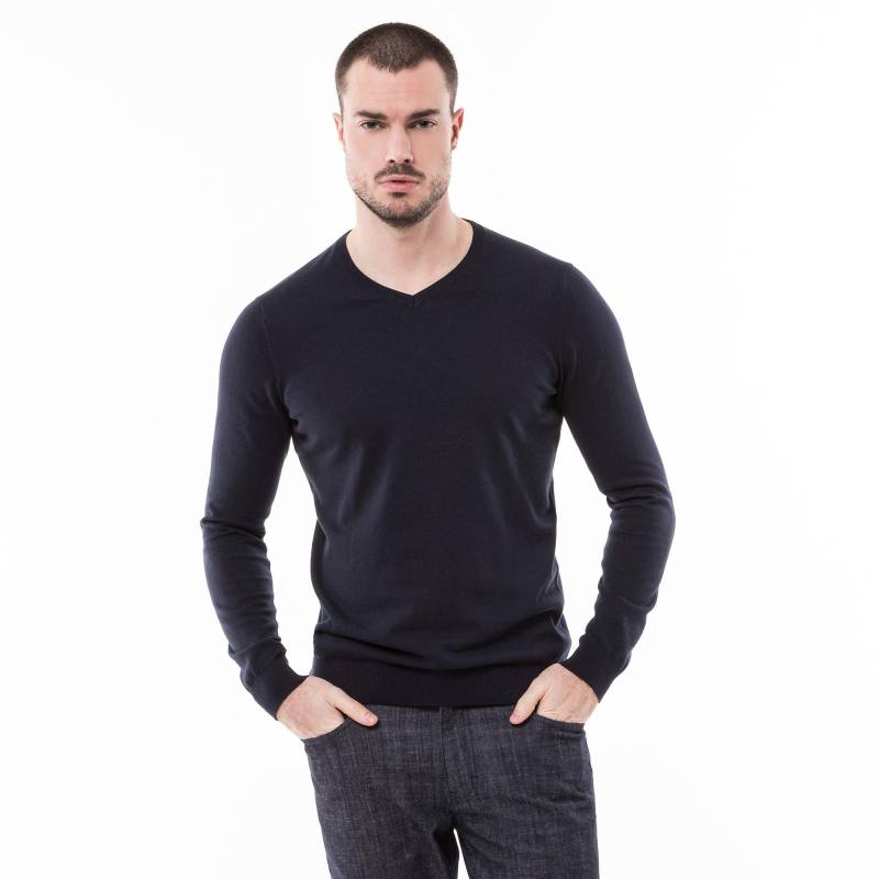 Pullover, Classic Fit, Langarm Herren Marine L von Manor Man