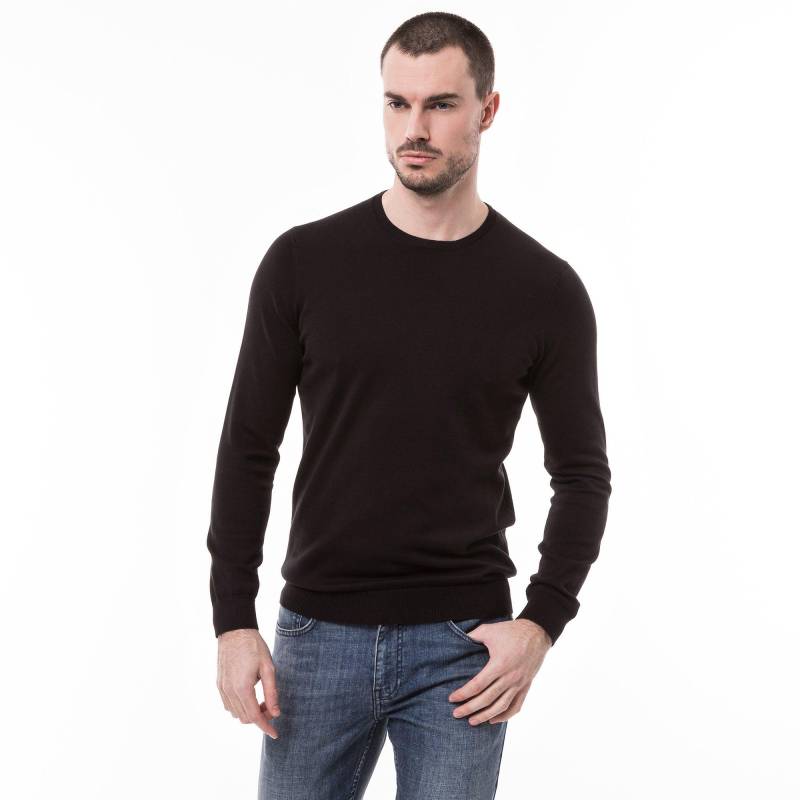 Pullover, Classic Fit, Langarm Herren Black L von Manor Man