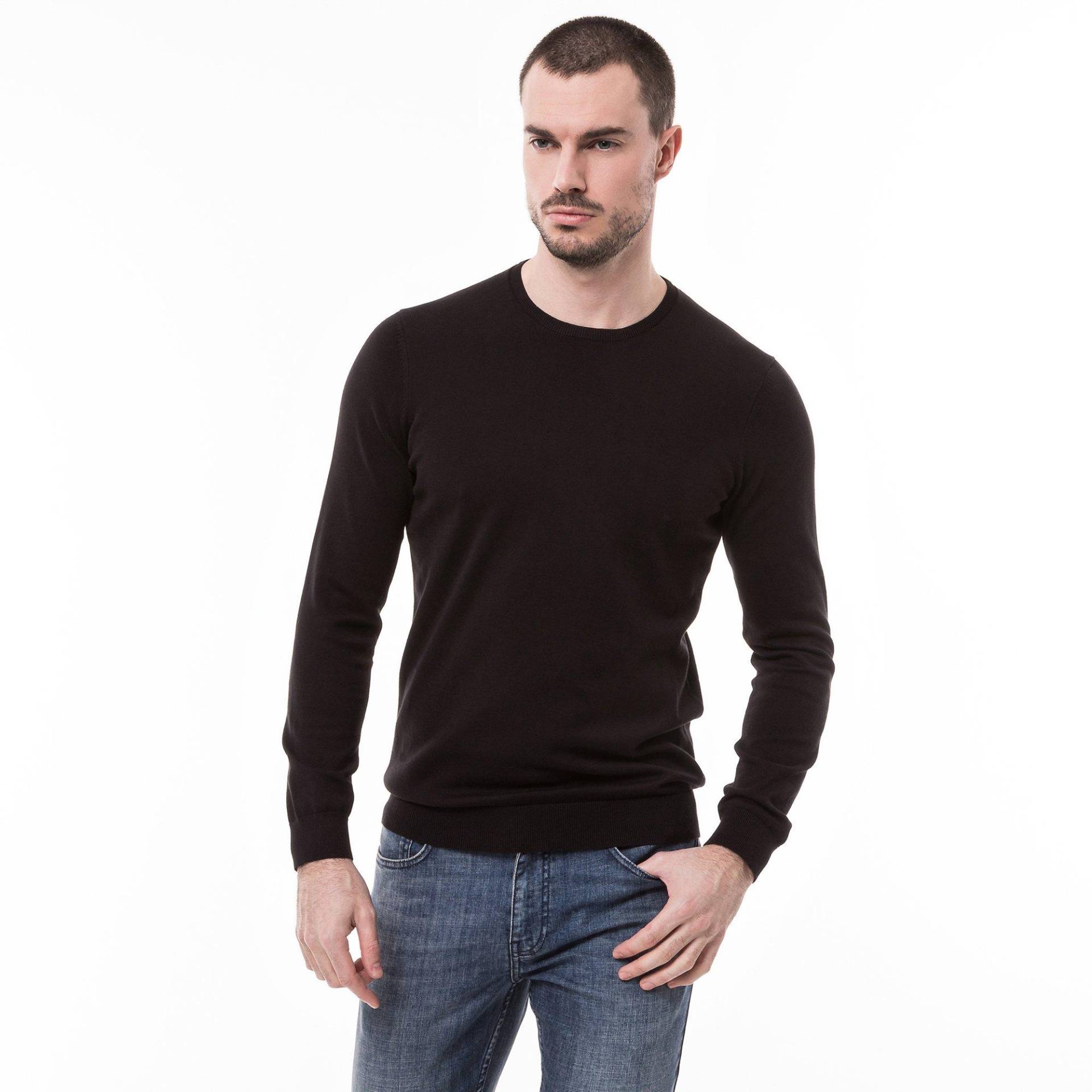 Pullover, Classic Fit, Langarm Herren Black M von Manor Man