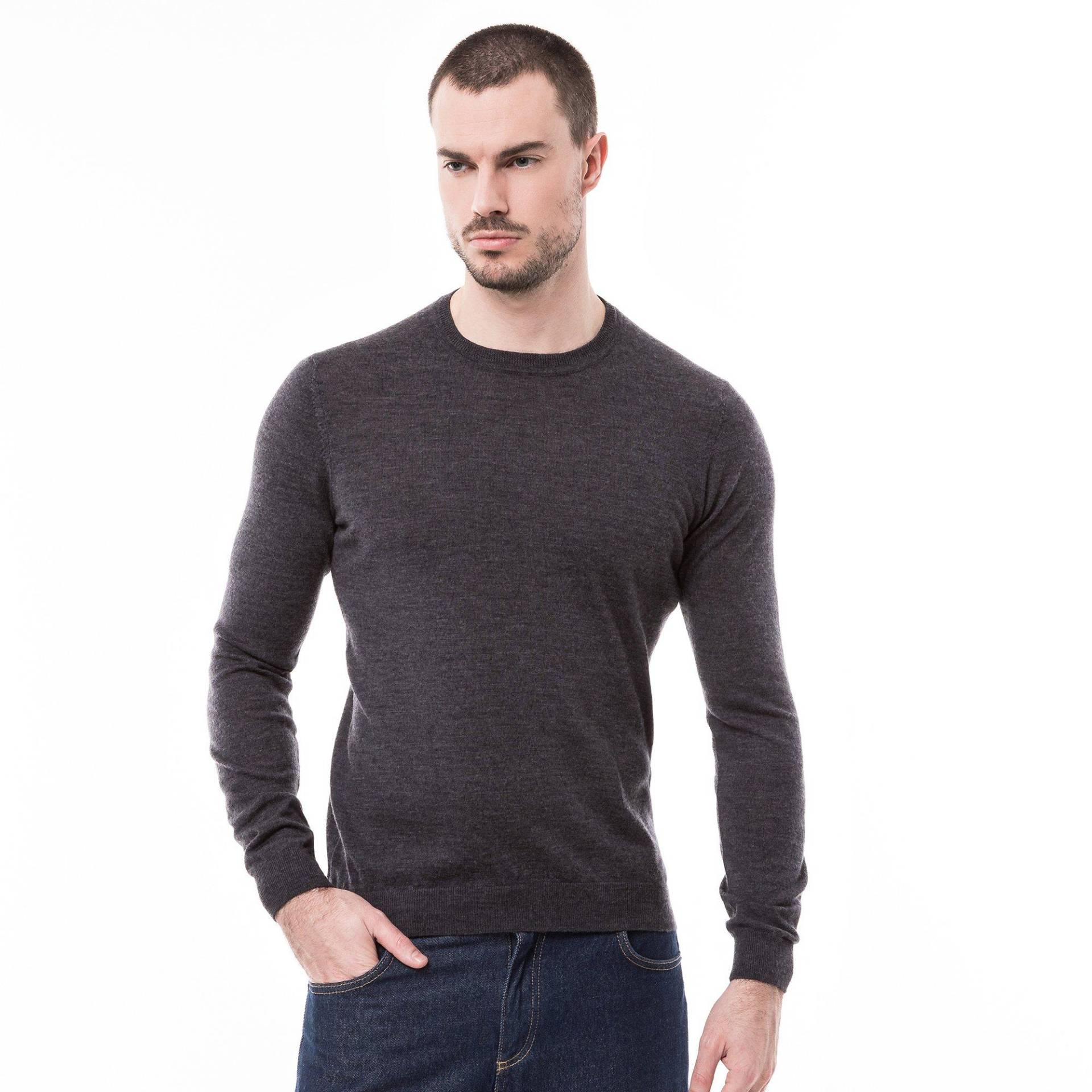 Pullover, Classic Fit, Langarm Herren Dunkelgrau M von Manor Man