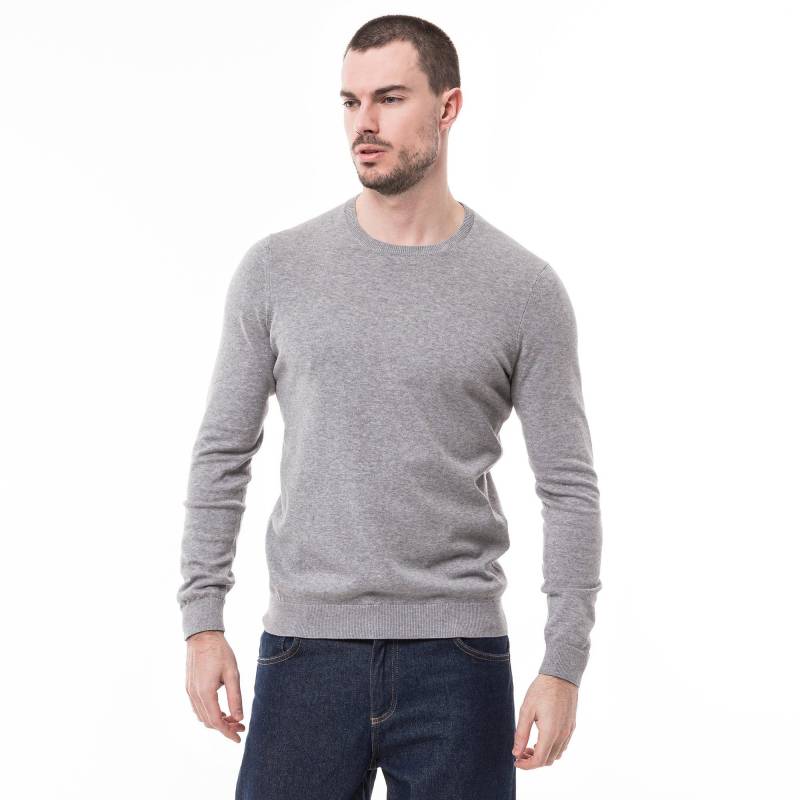 Pullover, Classic Fit, Langarm Herren Grau Melange S von Manor Man