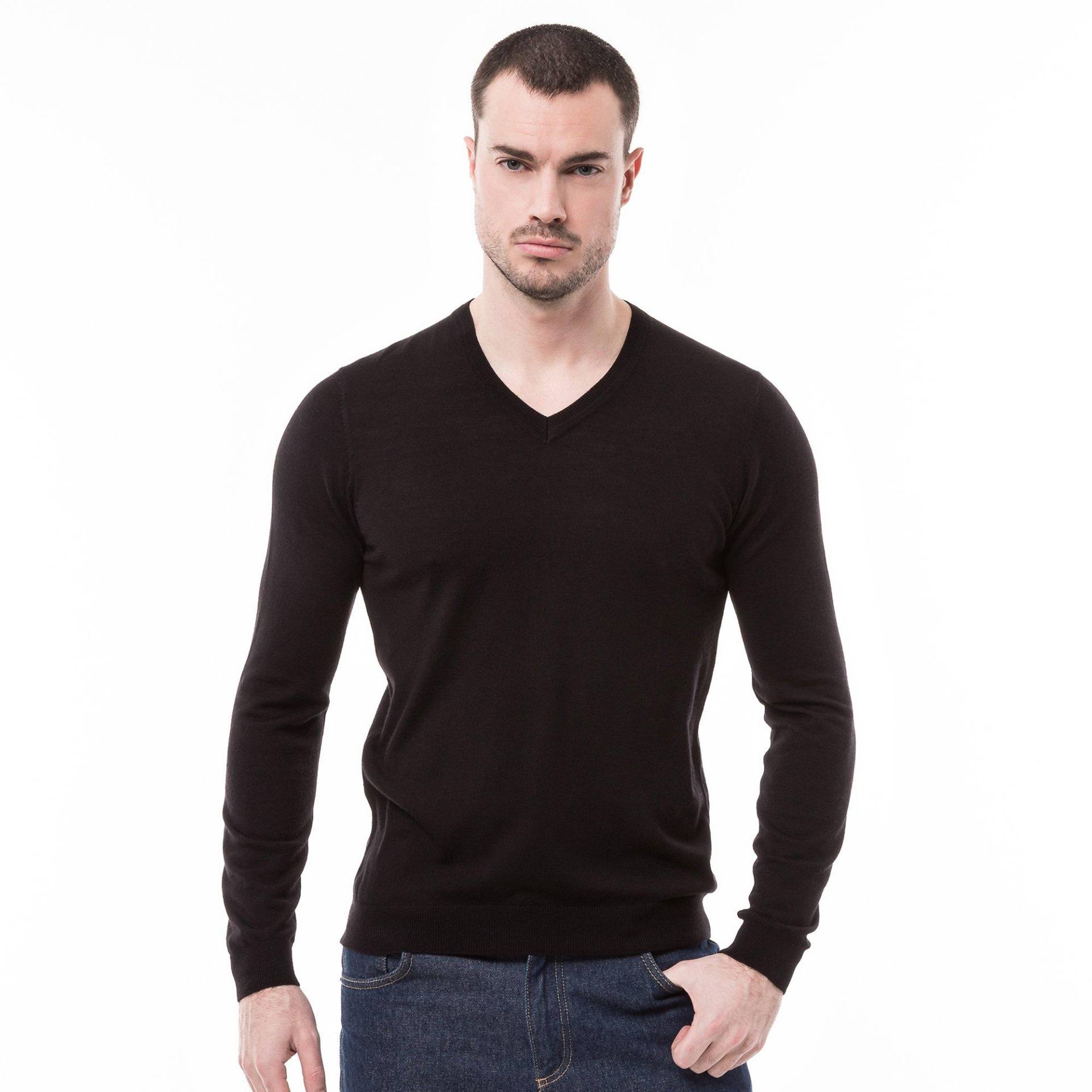 Pullover, Classic Fit, Langarm Herren Black XL von Manor Man