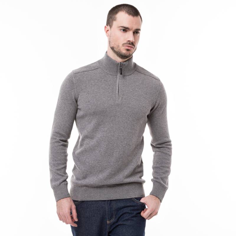 Pullover, Stehkragen, Half-zip Herren Grau Melange XL von Manor Man