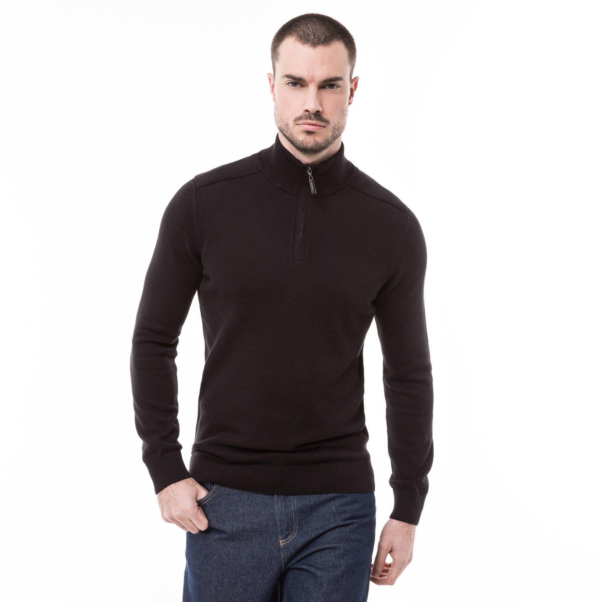 Pullover, Stehkragen, Half-zip Herren Black 3XL von Manor Man