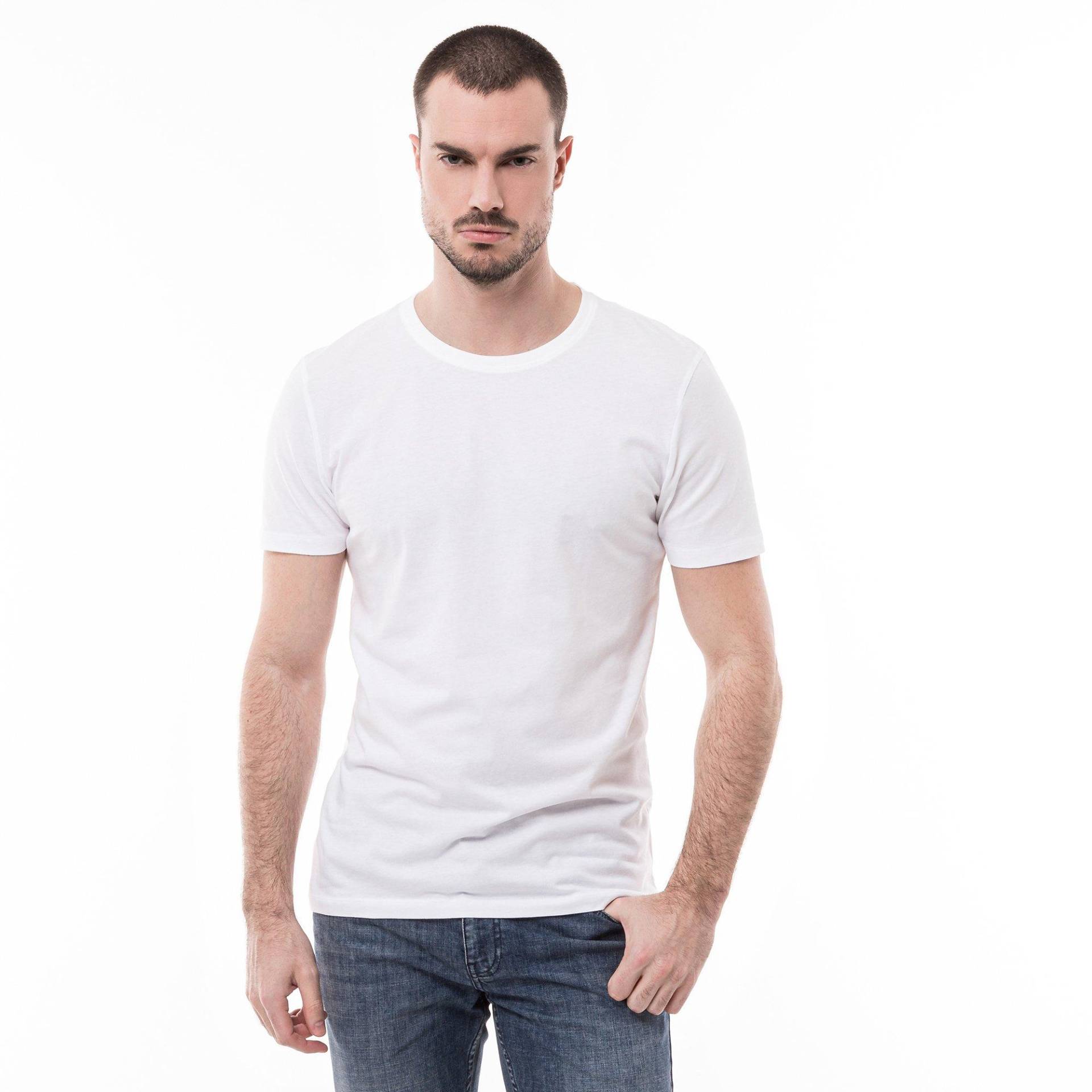 T-shirt, Classic Fit, Kurzarm Herren Weiss L von Manor Man