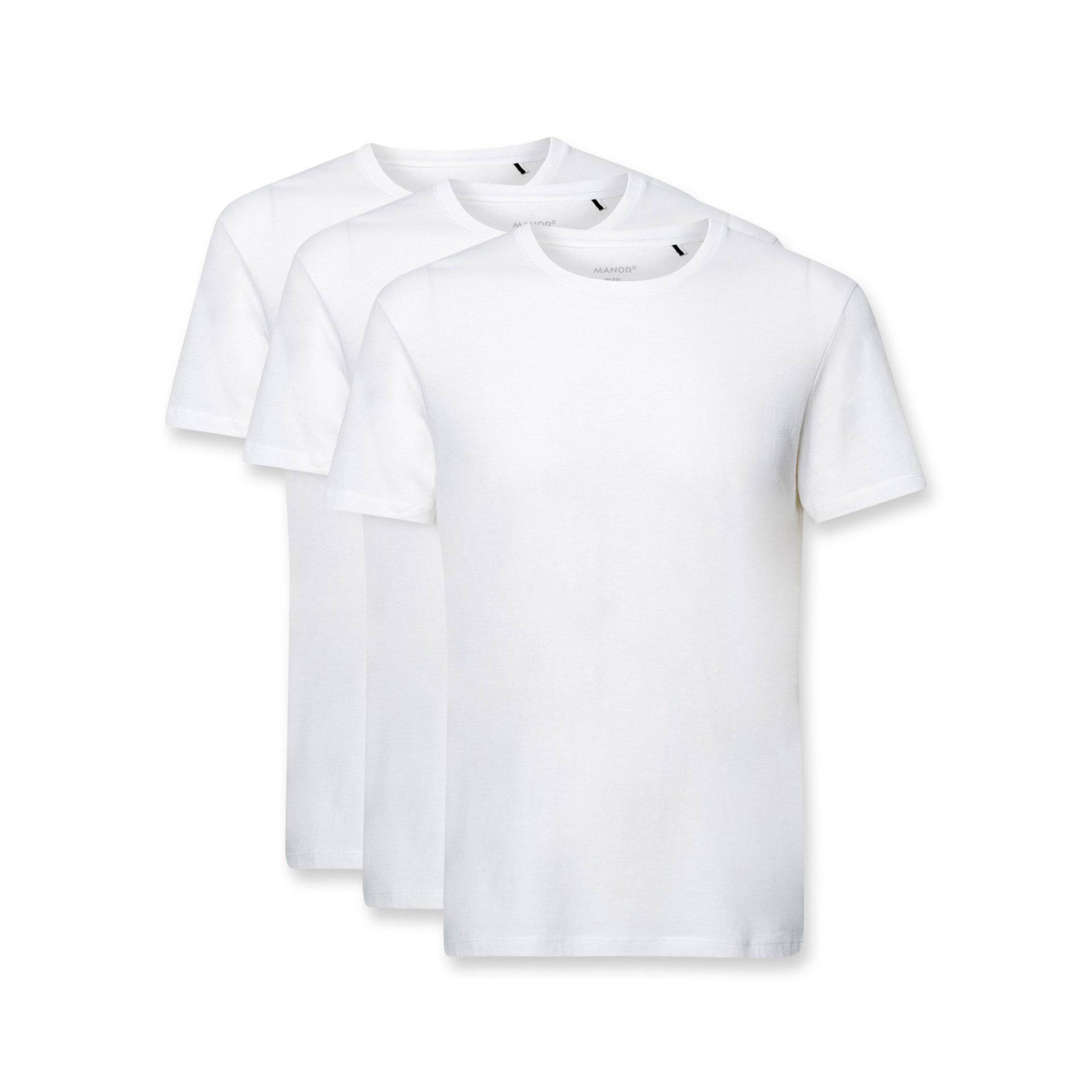 Triopack, T-shirts, Kurzarm Herren Weiss L von Manor Man