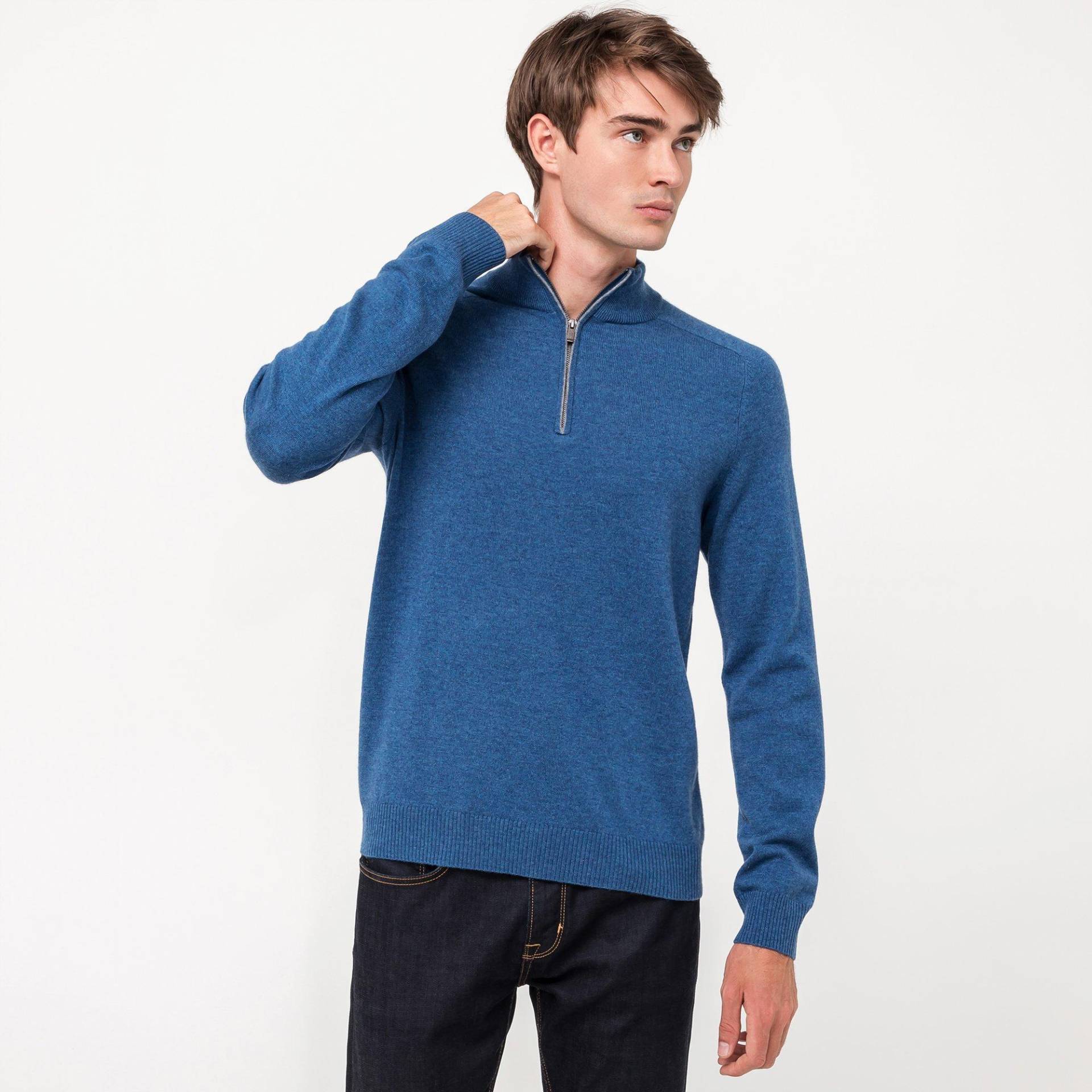 Manor Man - Pull, Stehkragen Cashmere blend, für Herren, Blau, Größe L von Manor Man