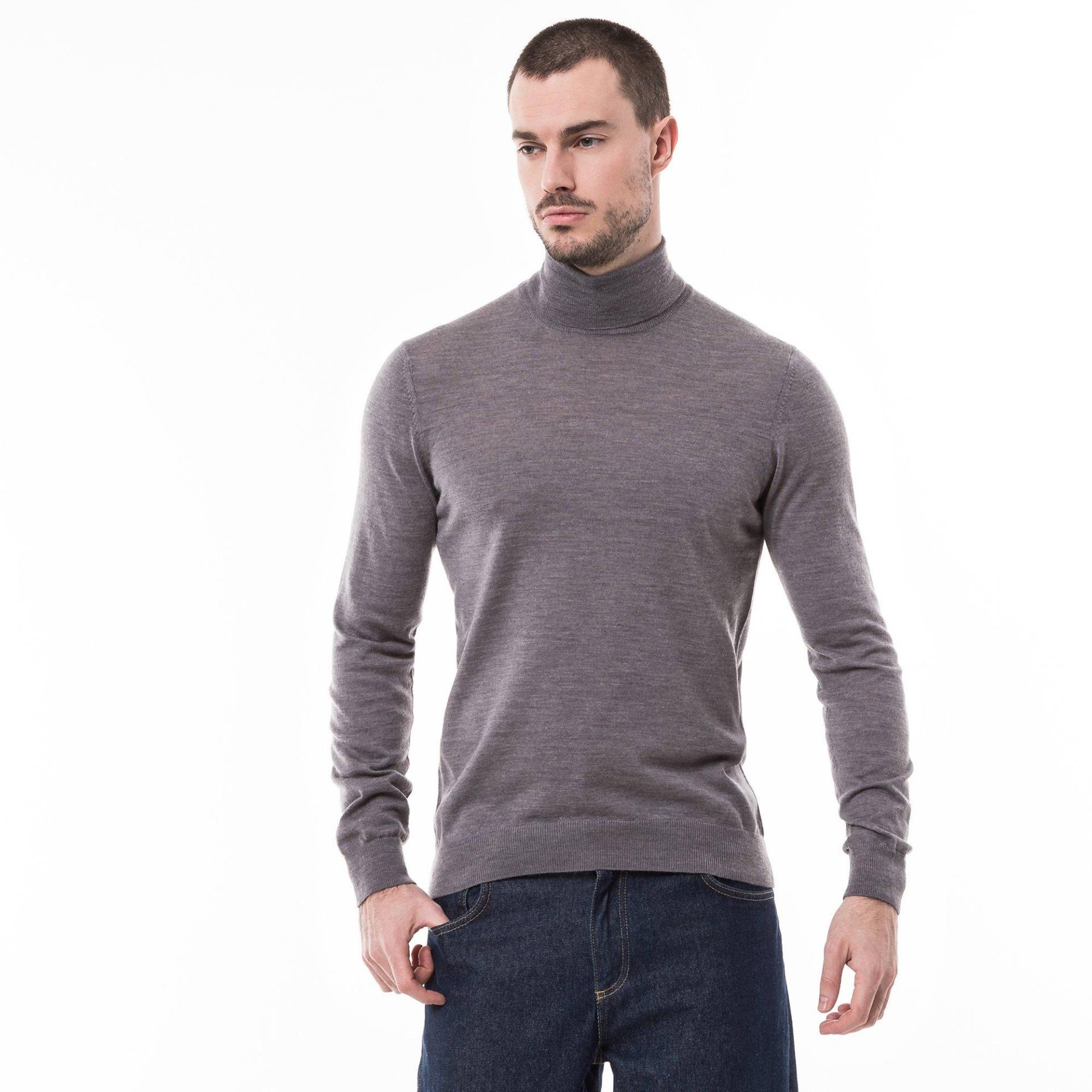 Pullover, Classic Fit, Langarm Herren Grau Melange M von Manor Man