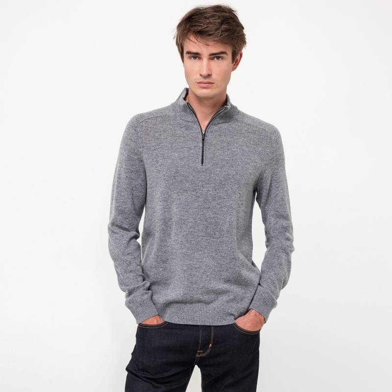 Pullover, Stehkragen Herren Grau Melange M von Manor Man