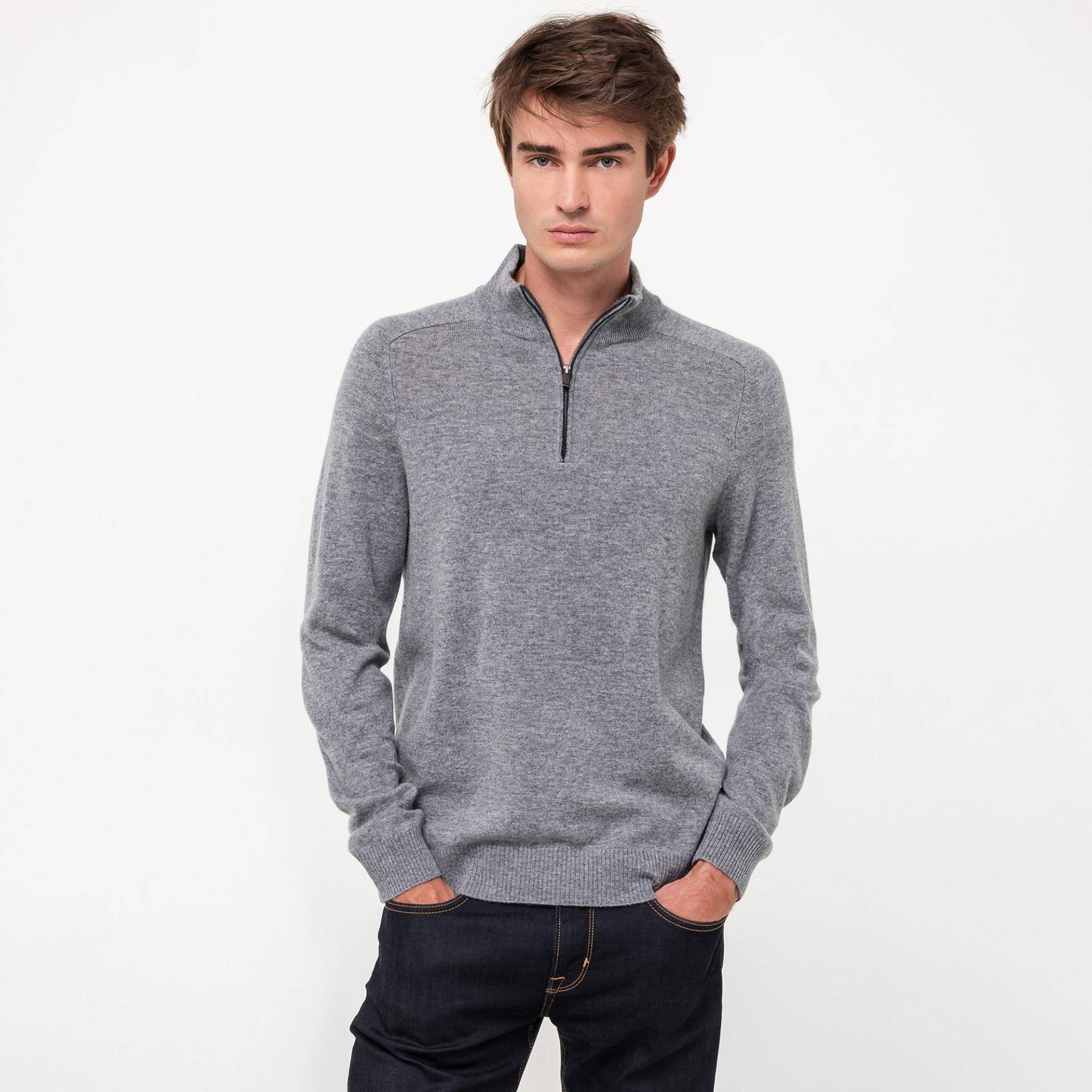 Manor Man - Pull, Stehkragen Cashmere blend, für Herren, Grau Melange, Größe XL von Manor Man