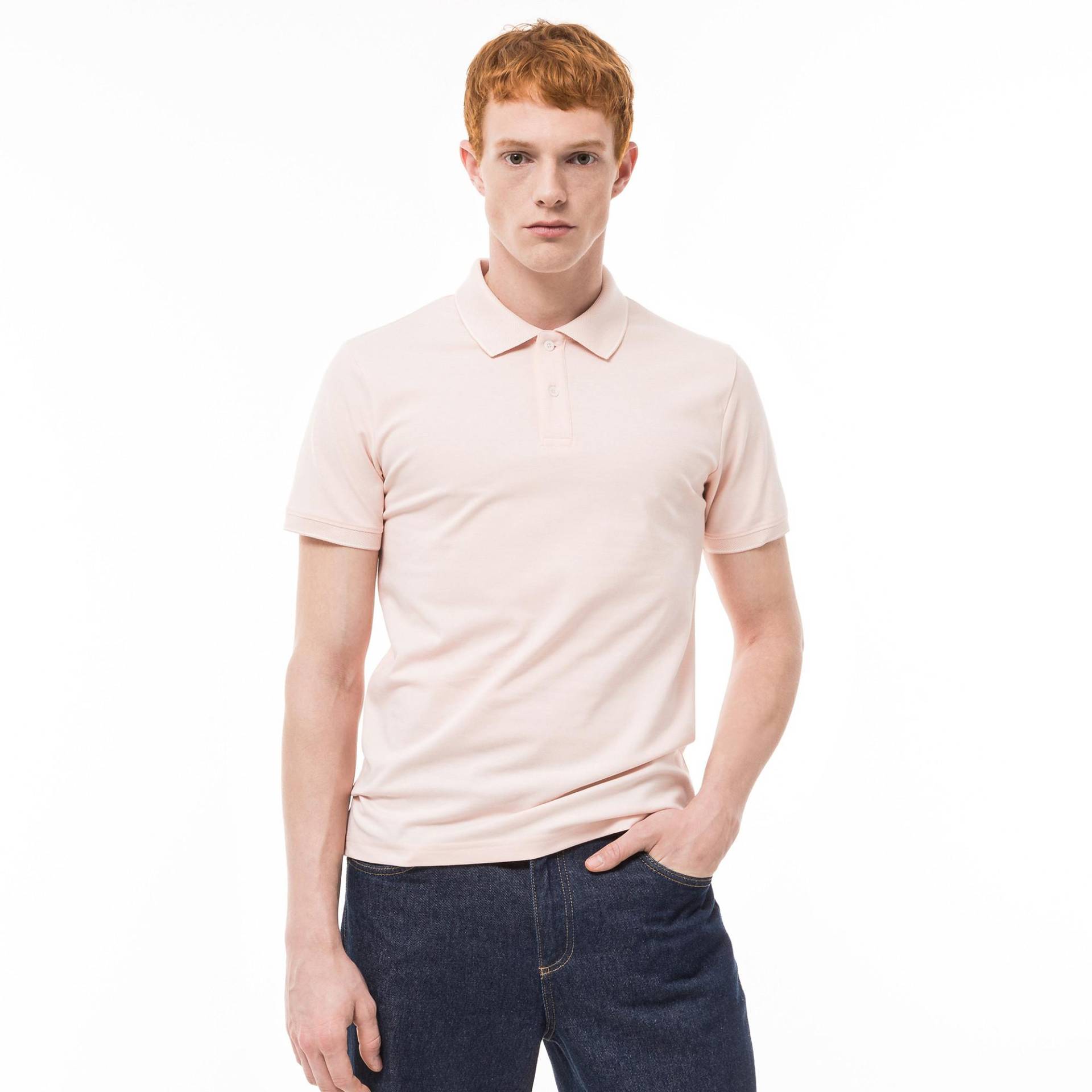 Poloshirt, Kurzarm Herren Apricot L von Manor Man