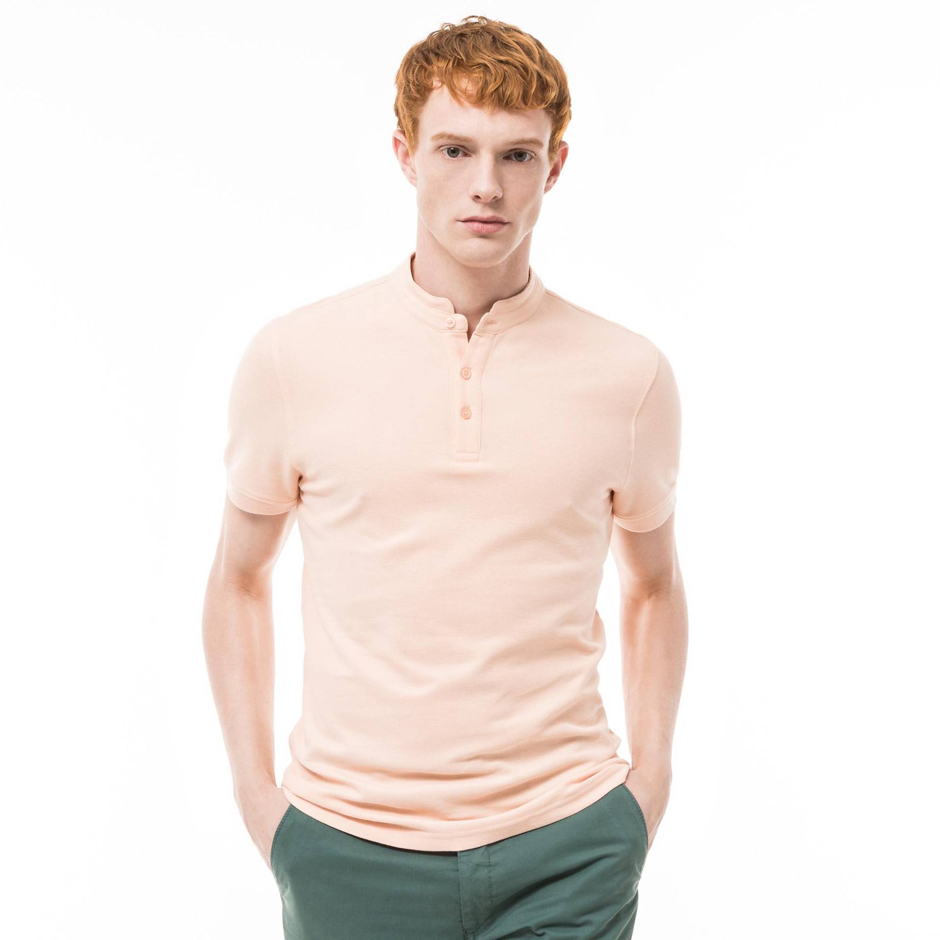 Poloshirt, Kurzarm Herren Apricot S von Manor Man